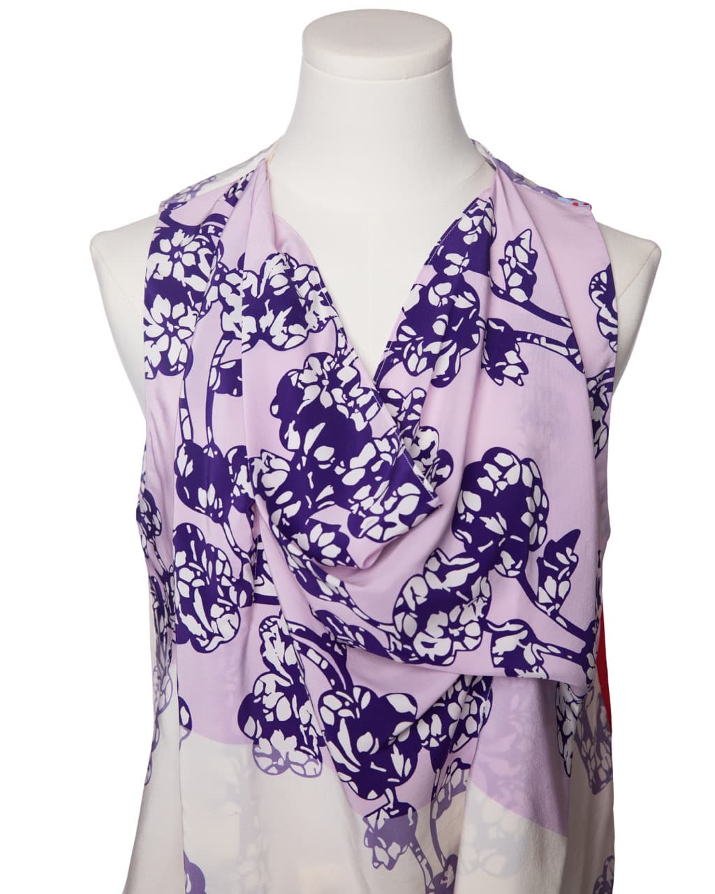 Diane von Furstenberg Silk Floral Draped Sleeveless Blouse