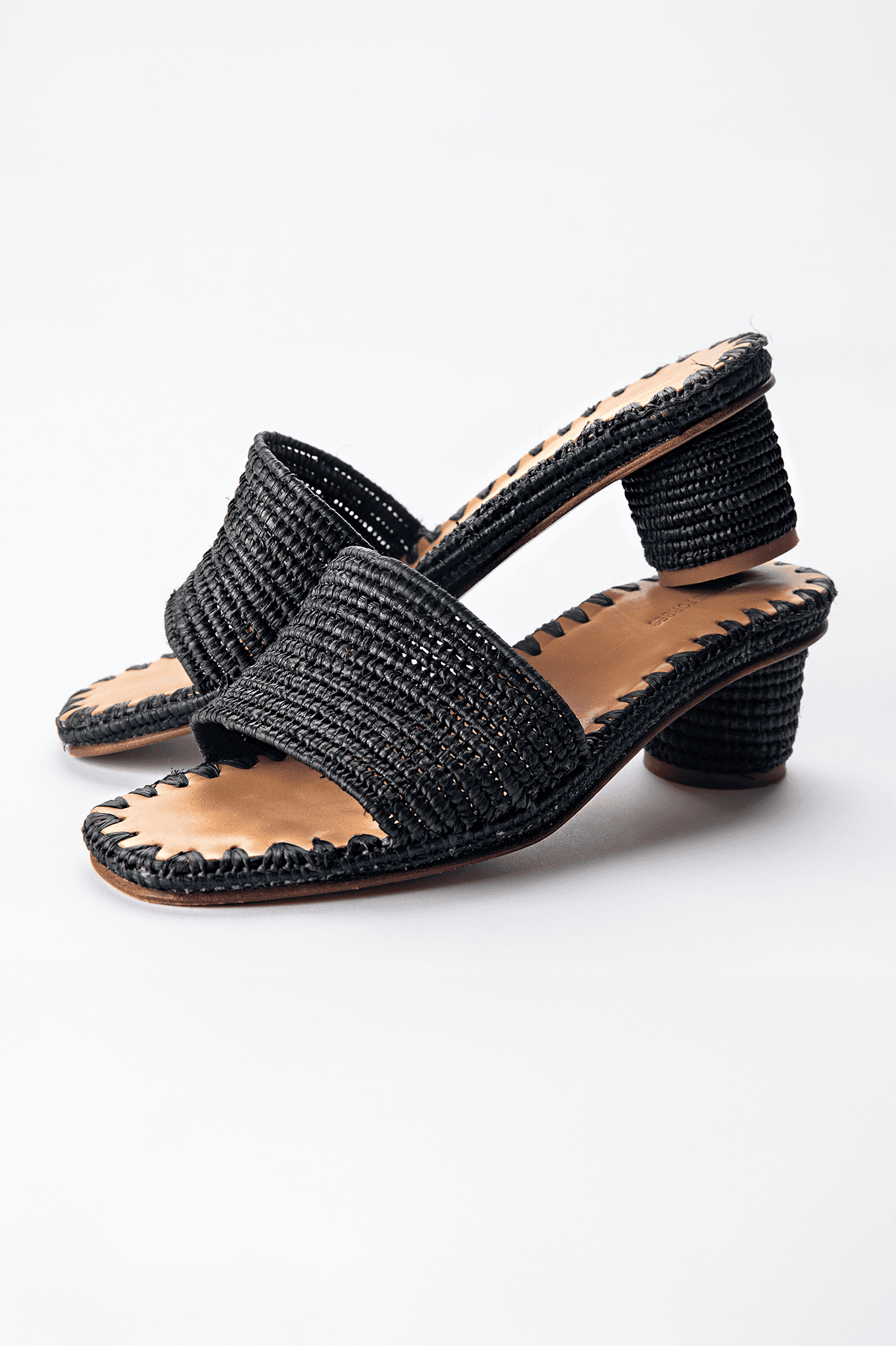 Handwoven Raffia Heeled Sandals by Carrie Forbes