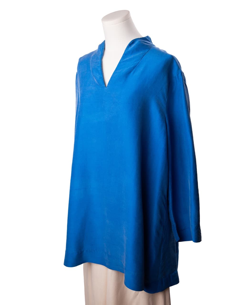 Eileen Fisher Cobalt Blue 100% Silk Tunic Blouse