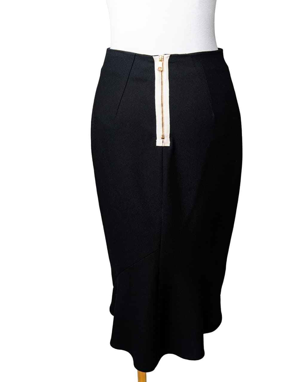 L’Agence Black Contrast-Zip Mermaid Midi Skirt