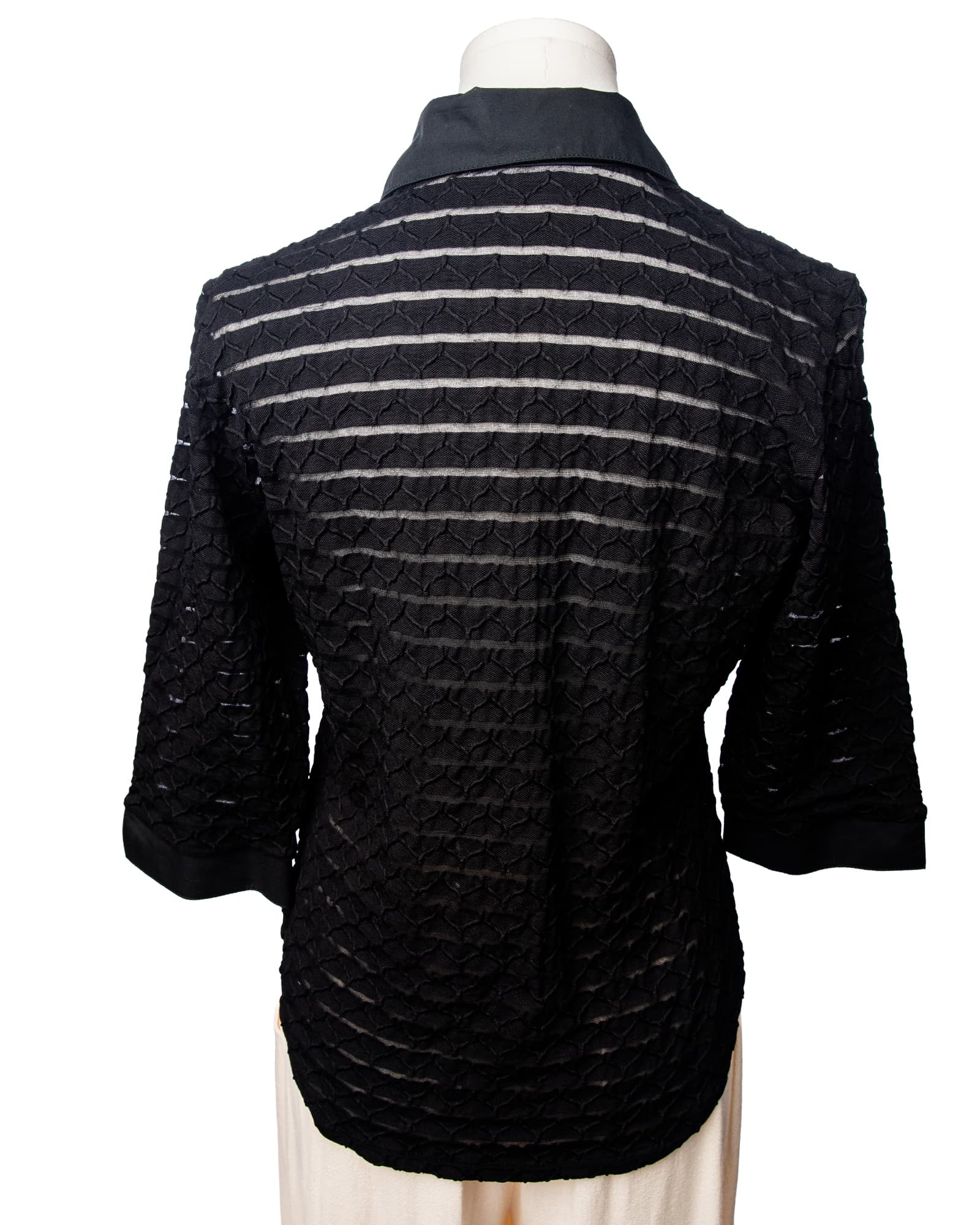 Rayure Paris Noir Semi-Sheer Textured Zip Top