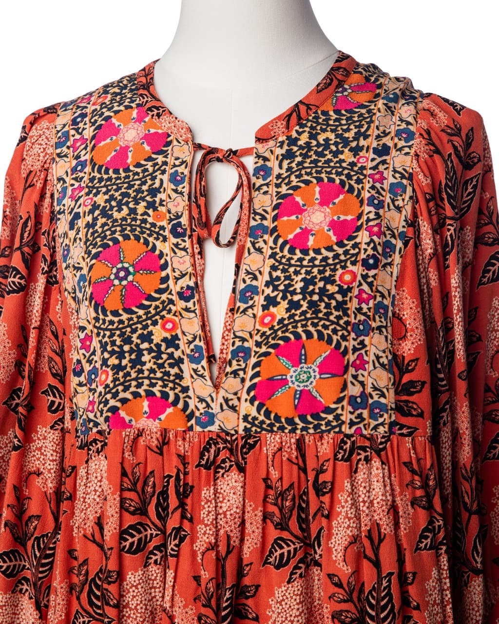 Ba&sh Rust Floral Boho Mini Dress