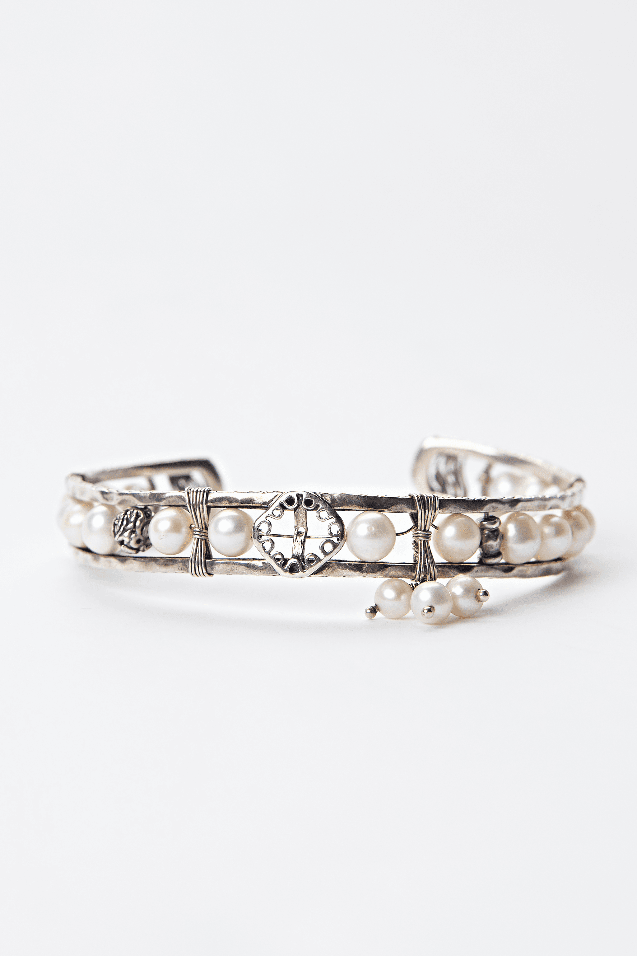 Sterling Silver Freshwater Pearl Artisan Cuff Bracelet