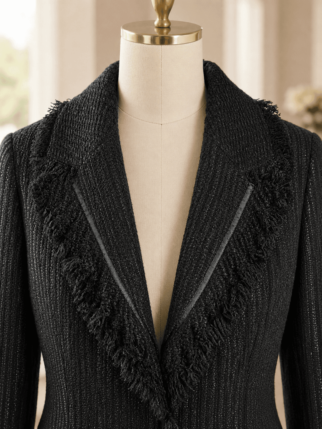 Etcetera Charcoal Fringe Tweed Tailored Blazer