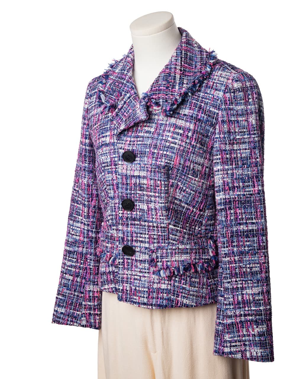 Lafayette 148 New York Petite Tweed Fringe Blazer