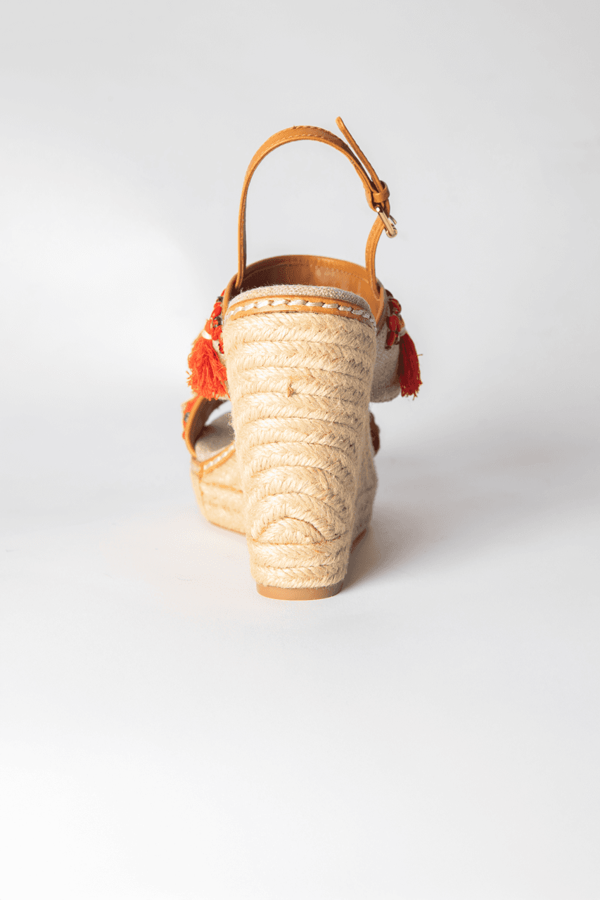 Tory Burch Niyah Embellished Tassel Espadrille Wedges