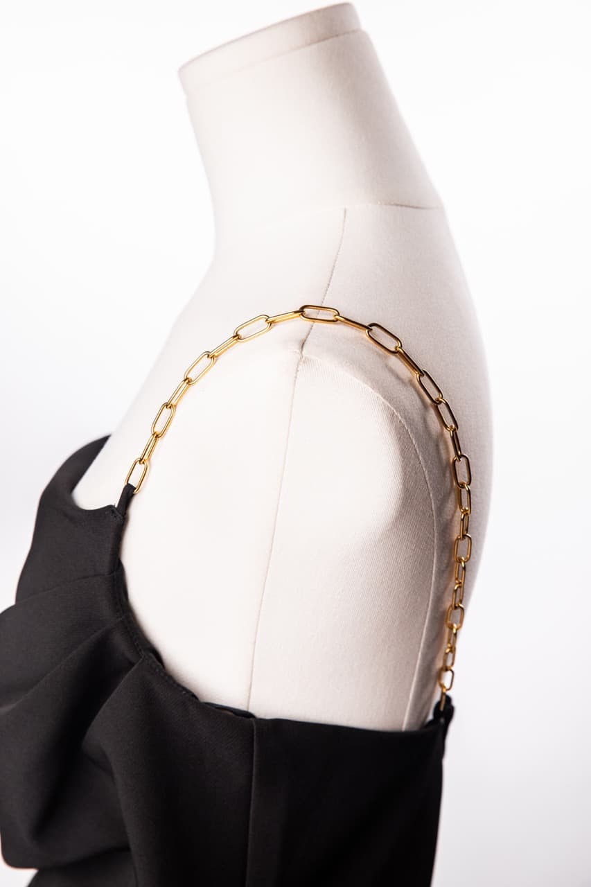 HALSTON Draped Chain Strap Cocktail Dress | New Without Tags