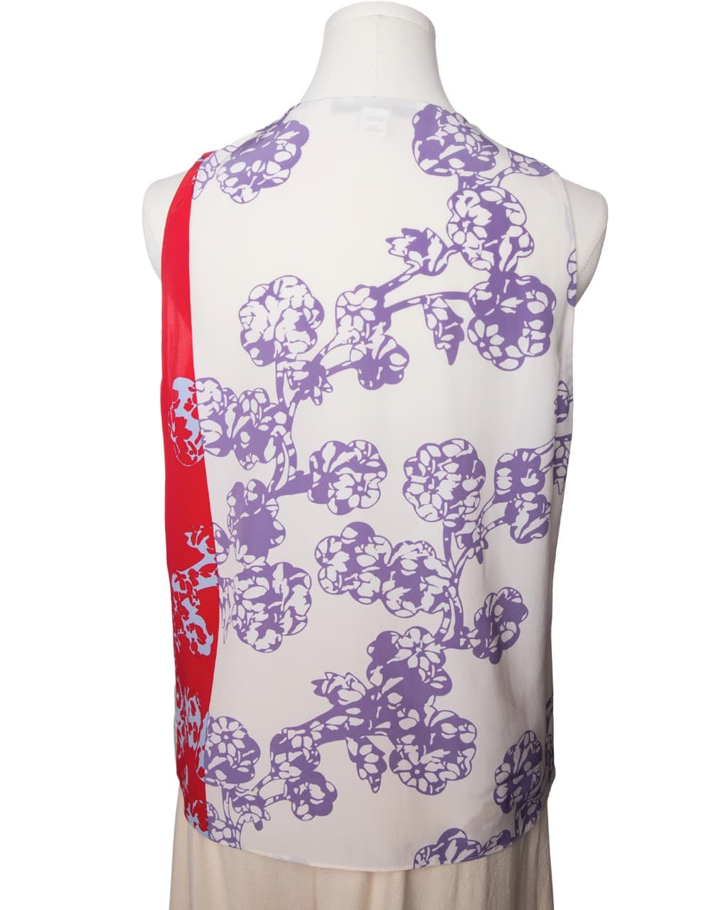 Diane von Furstenberg Silk Floral Draped Sleeveless Blouse
