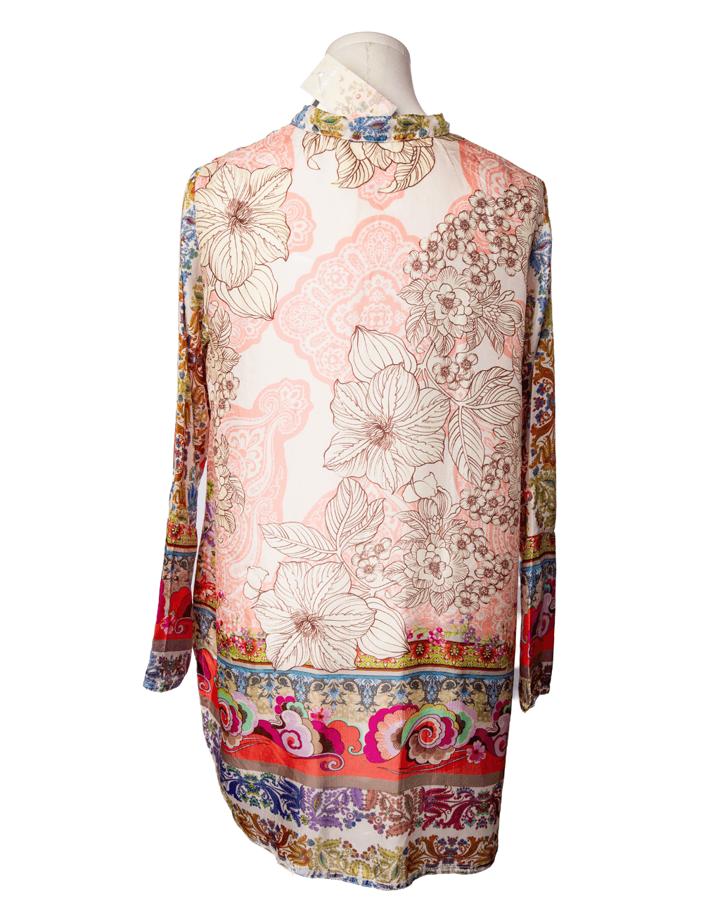 Johnny Was NWT 100% Silk Mixed Print Button-Front Blouse