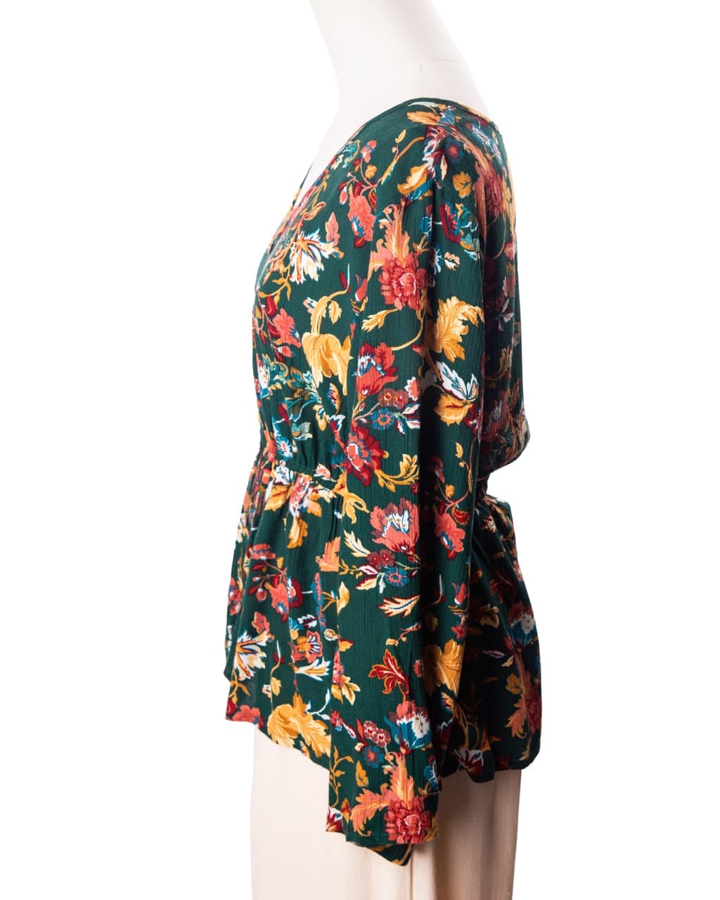 FRYE Emerald Floral Button Front Peplum Blouse