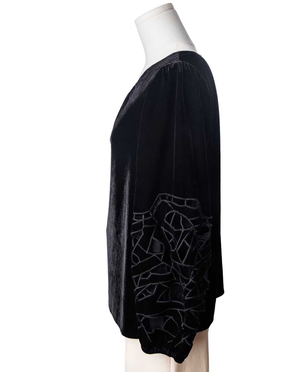 Joie Black Velvet Cut-Out Sleeve Blouse