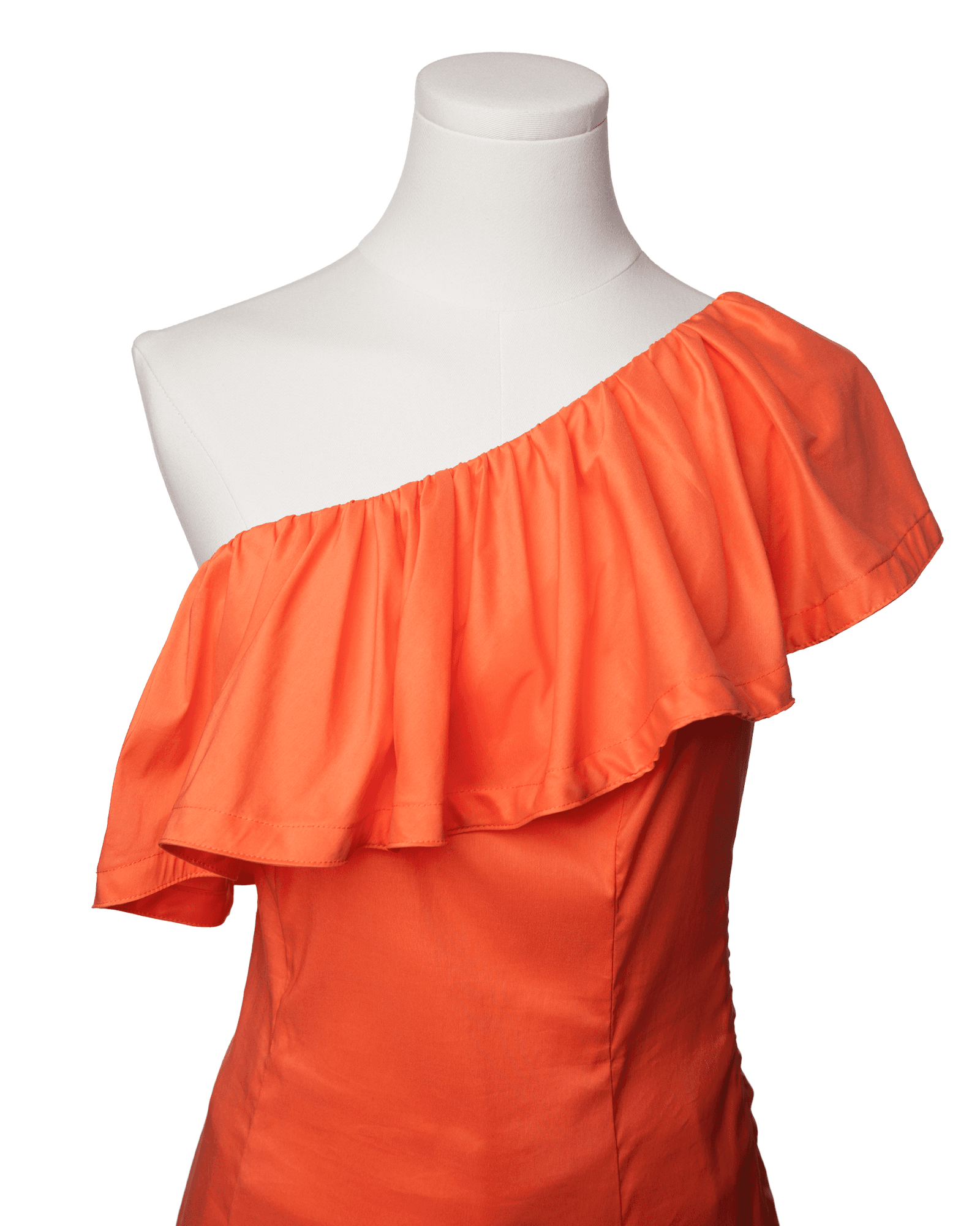 Trina Turk Los Angeles One-Shoulder Ruffle Top in Sunset Coral