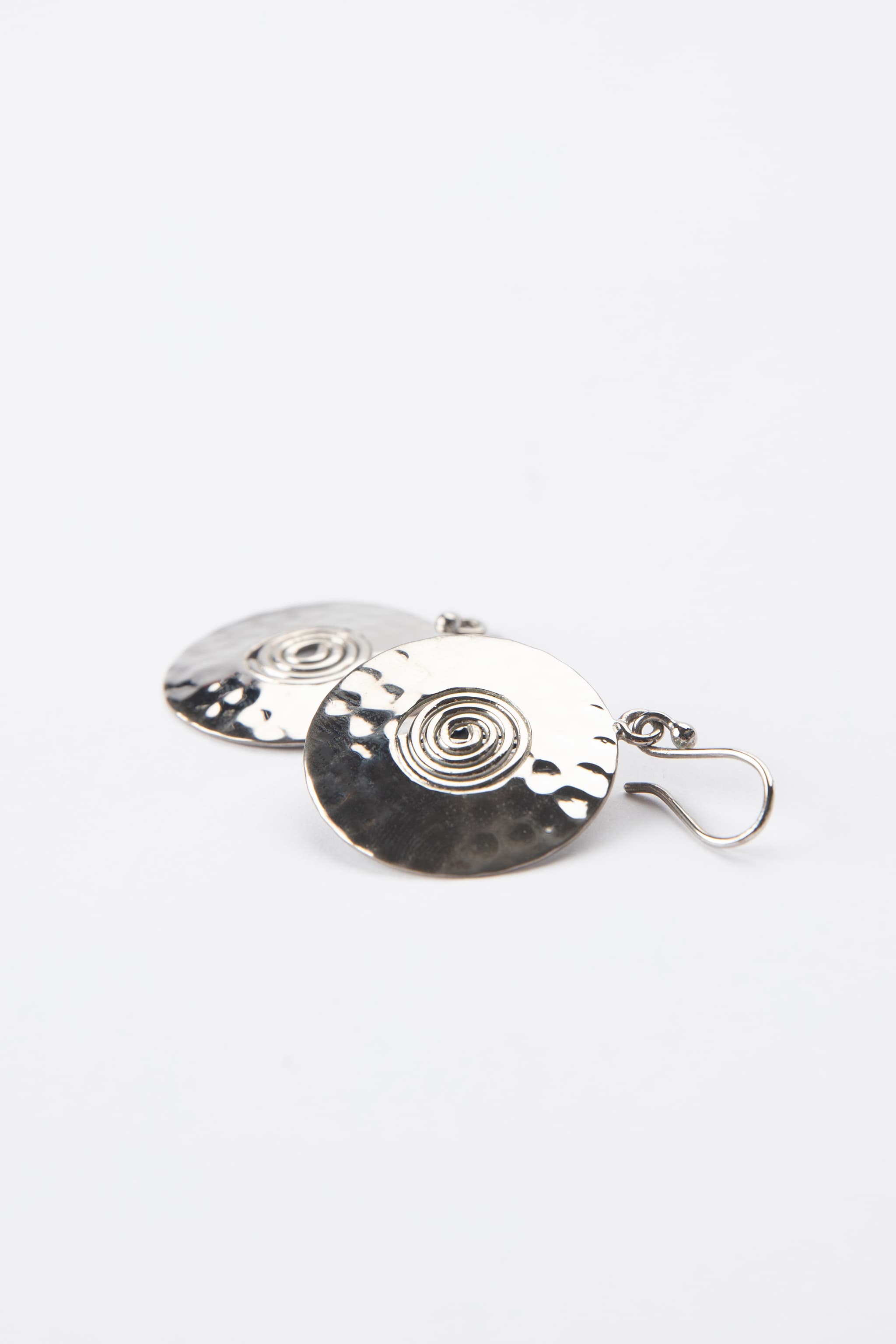 Vintage Mexican Sterling Silver Spiral Disc Earrings