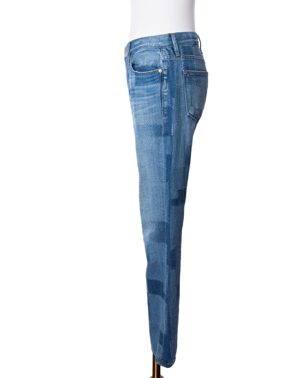 FRAME Le High Straight Patchwork Denim Jeans