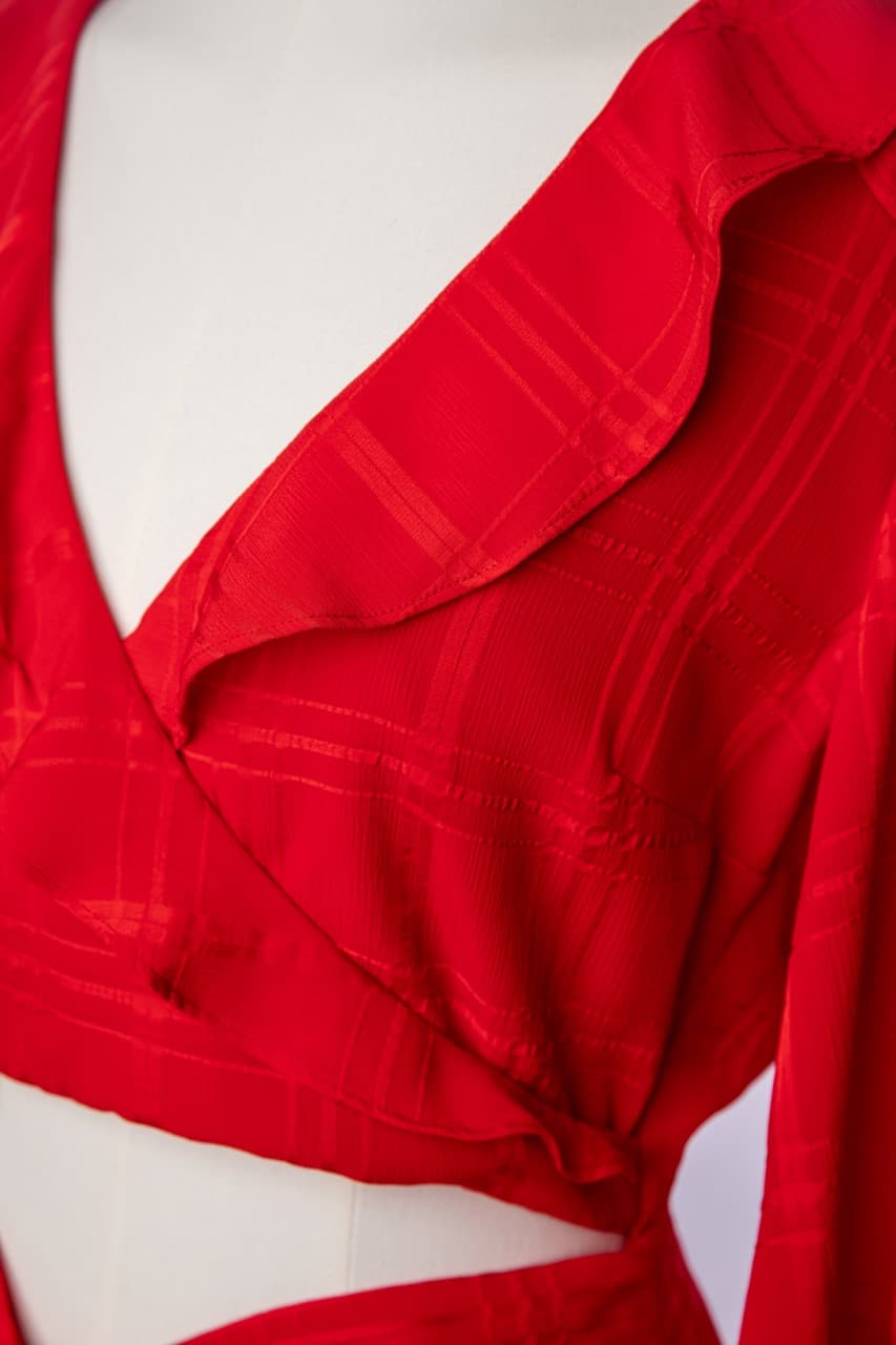 Majorelle Scarlet Ruffle Cutout Romper
