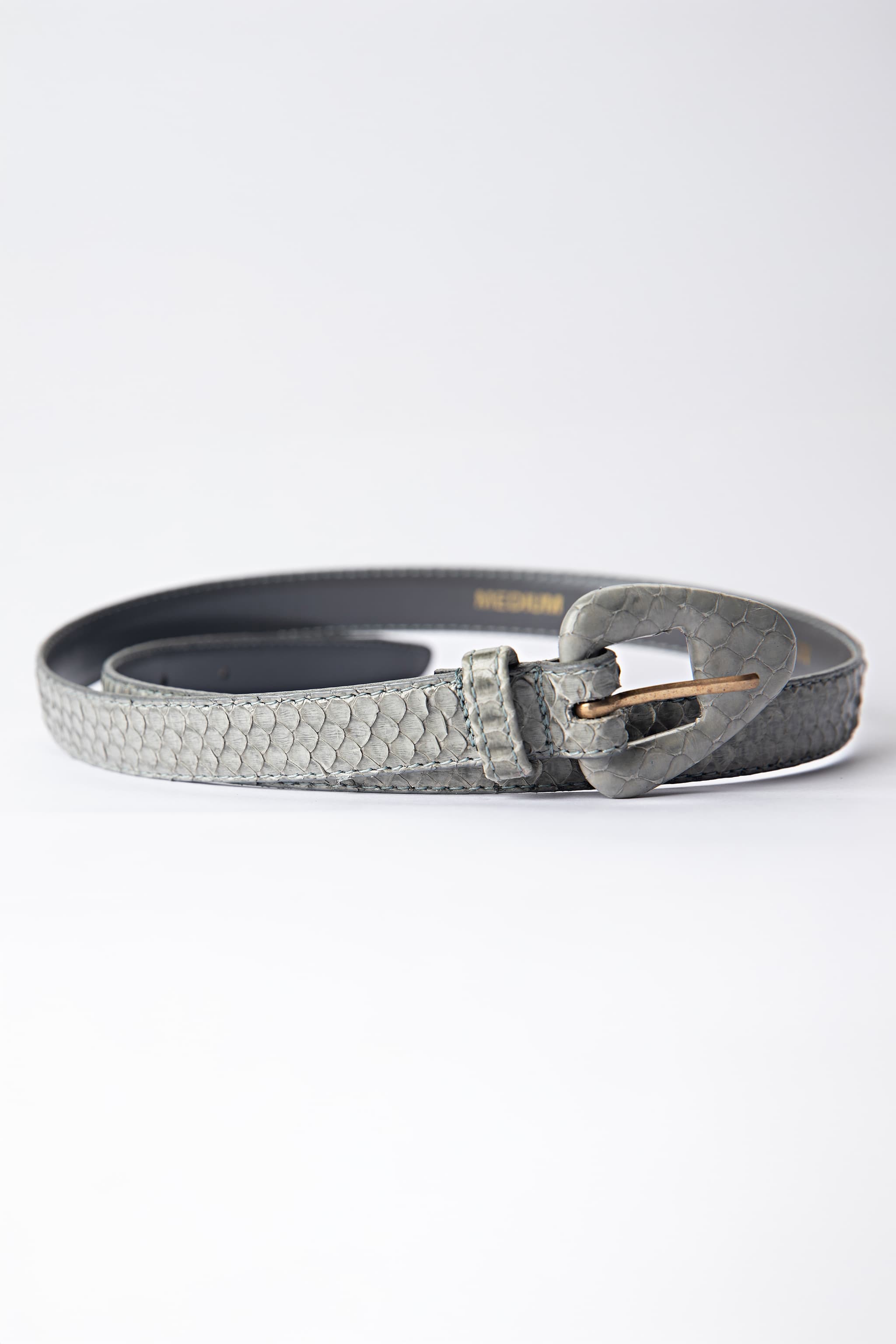 Genuine Snake Skin Gray Belt — Size Medium