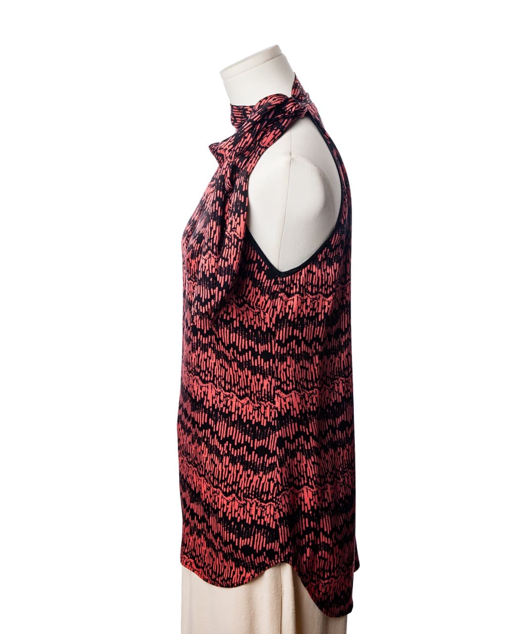 Veronica Beard Printed Silk Scarf-Neck Keyhole Top