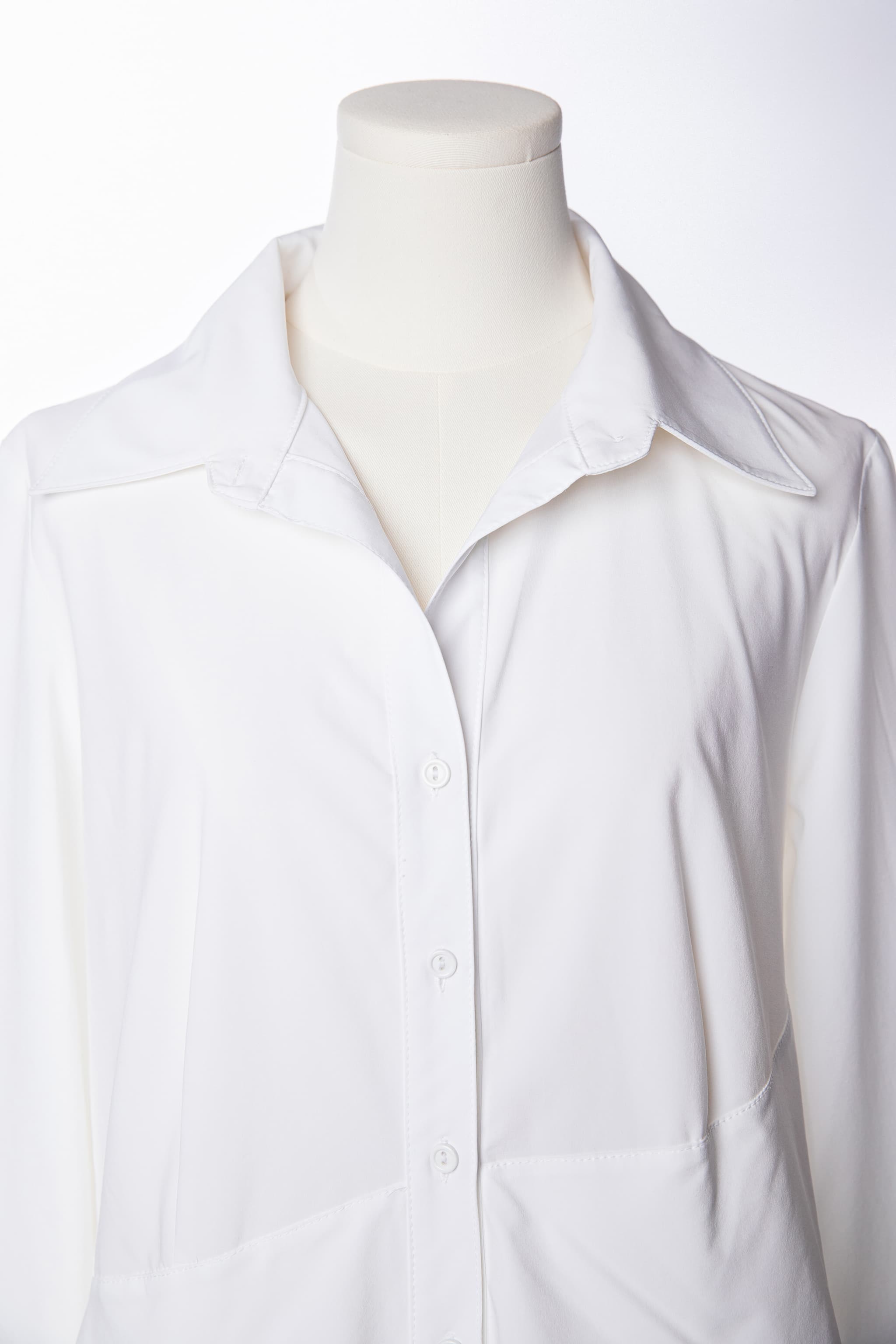 Joseph Ribkoff White Tiered Ruffle Button-Front Shirt Tunic Dress
