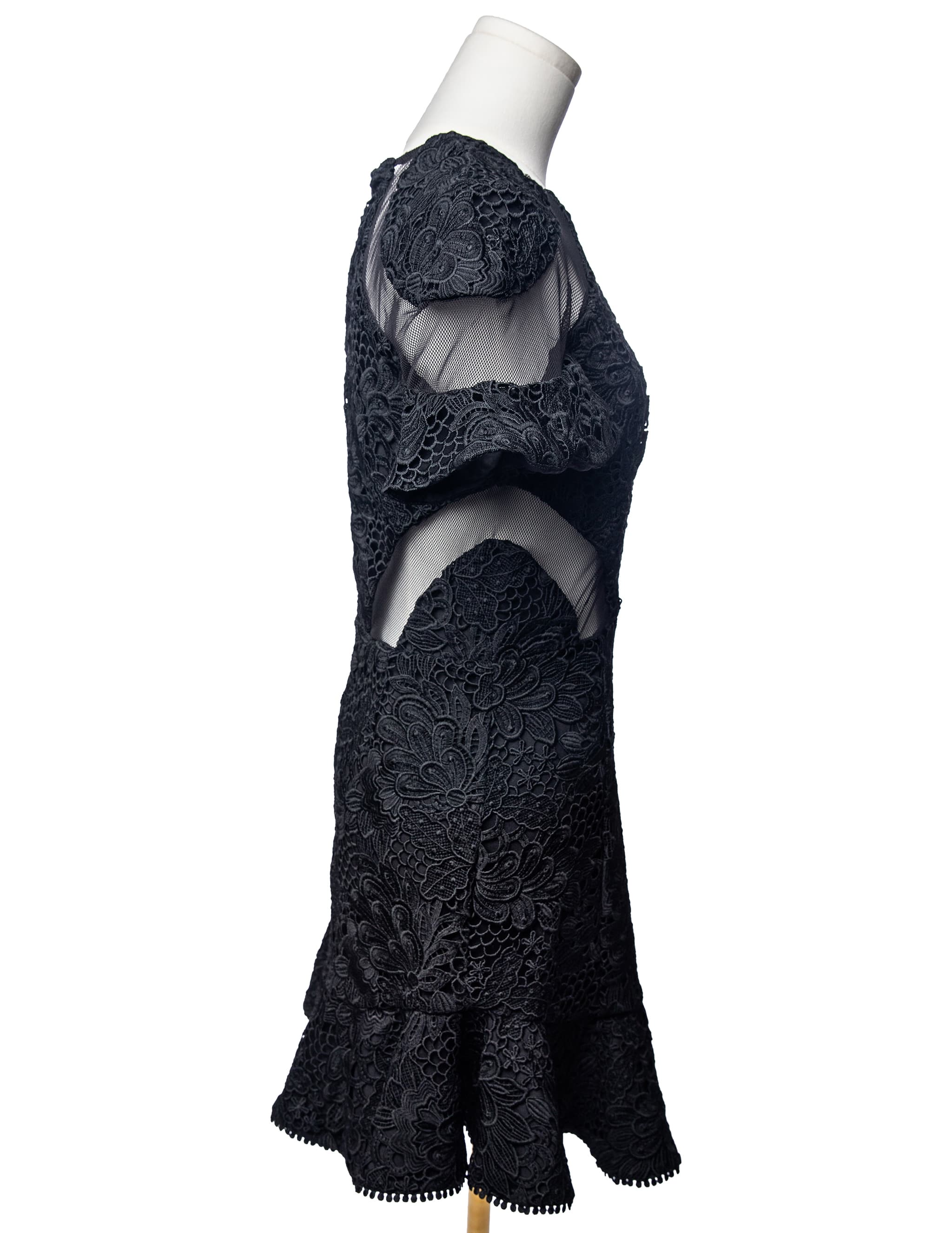 Karina Grimaldi Lila Black Lace Cutout Mini Dress