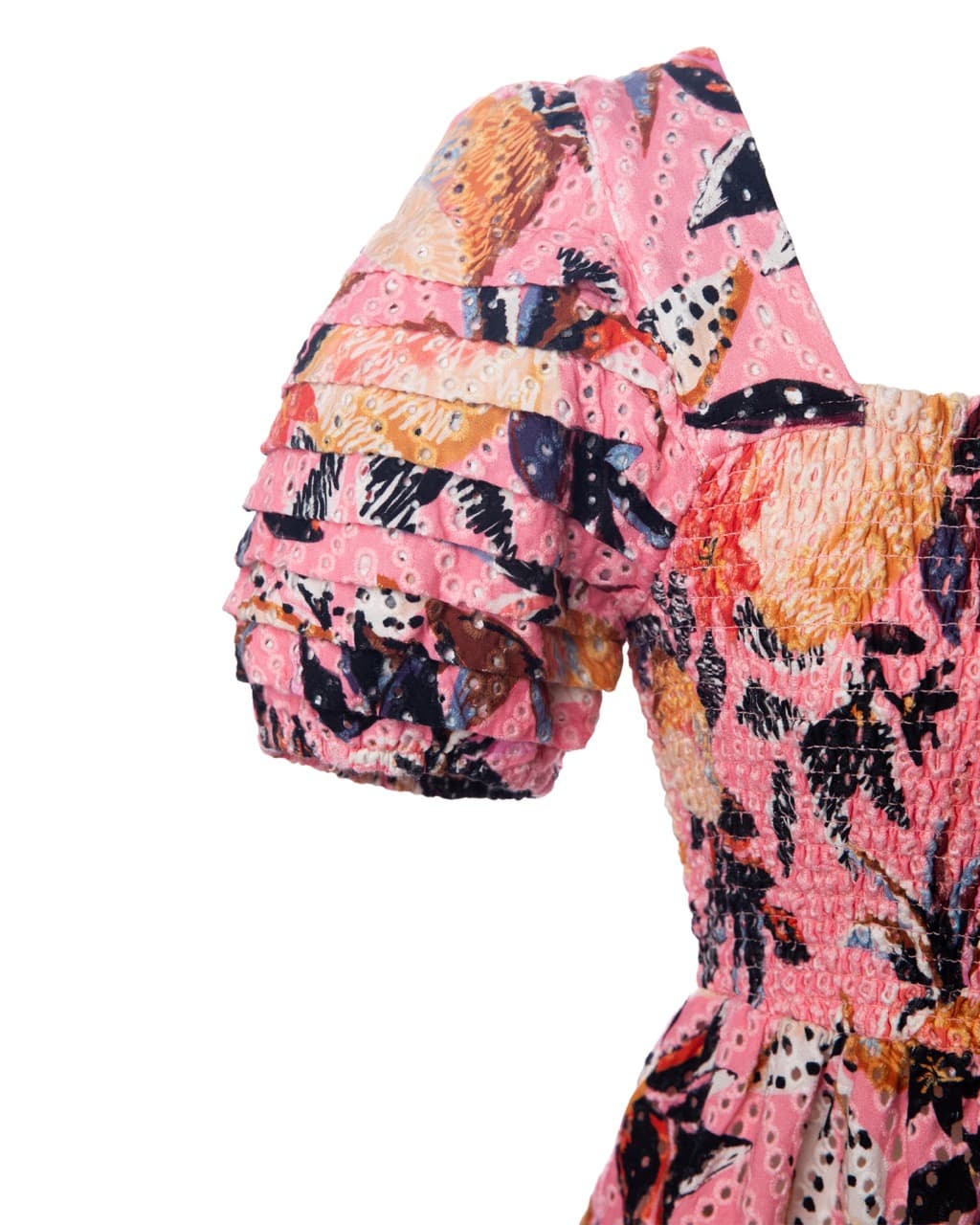 Farm Rio Pink Tropical Smocked Peplum Top