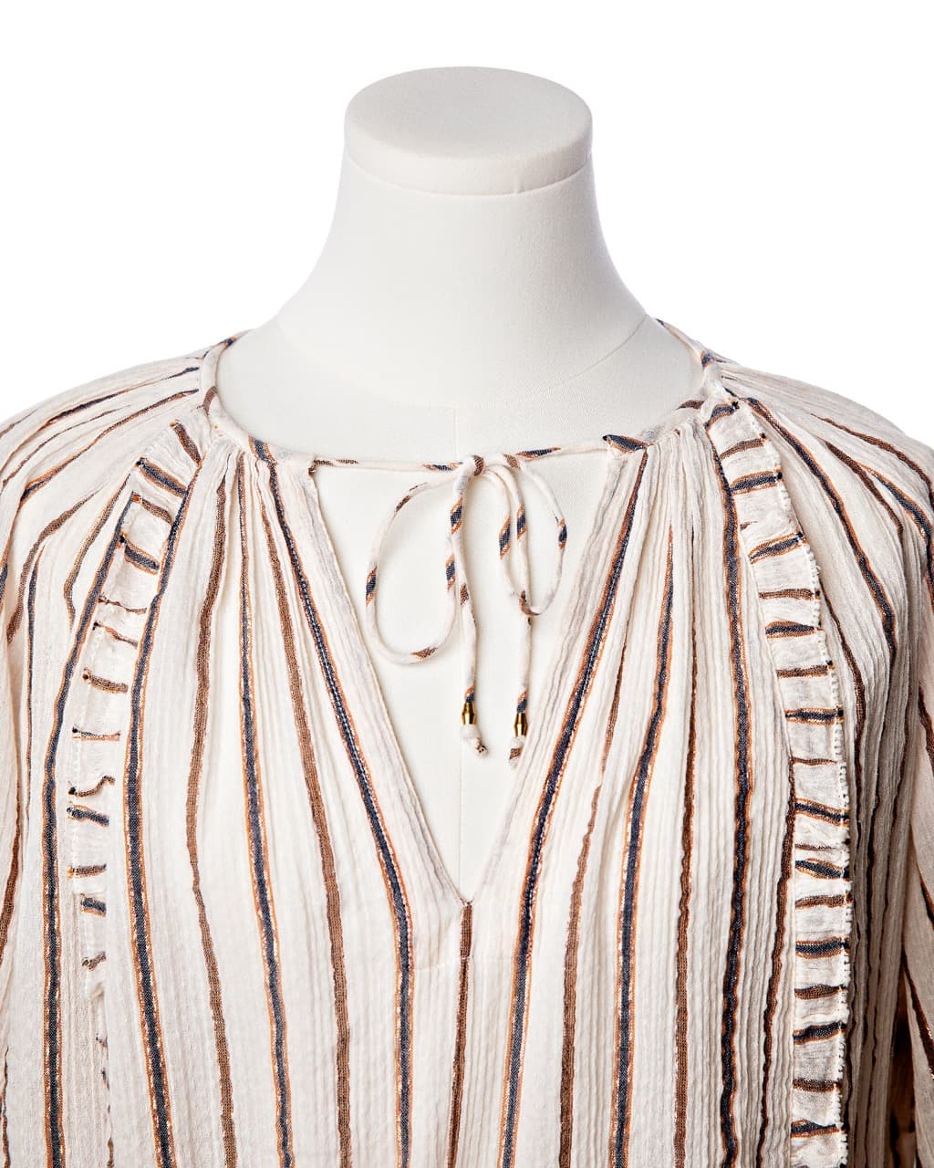 Ulla Johnson Liana Metallic Stripe Ruffle Balloon Sleeve Blouse