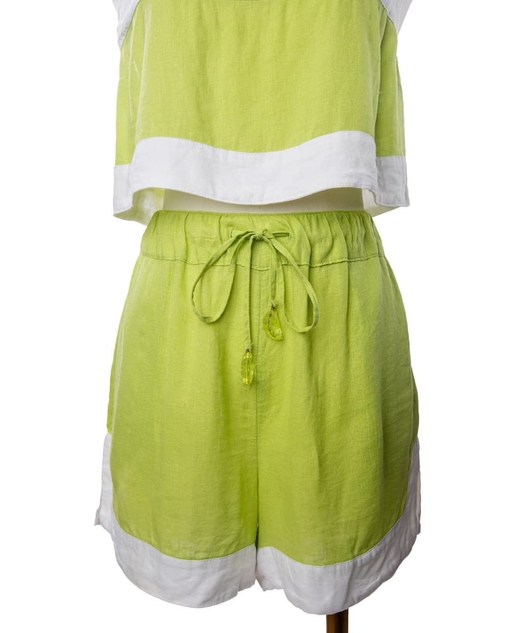 Haute Hippie Lime Linen Blend Crop Top & Shorts Set