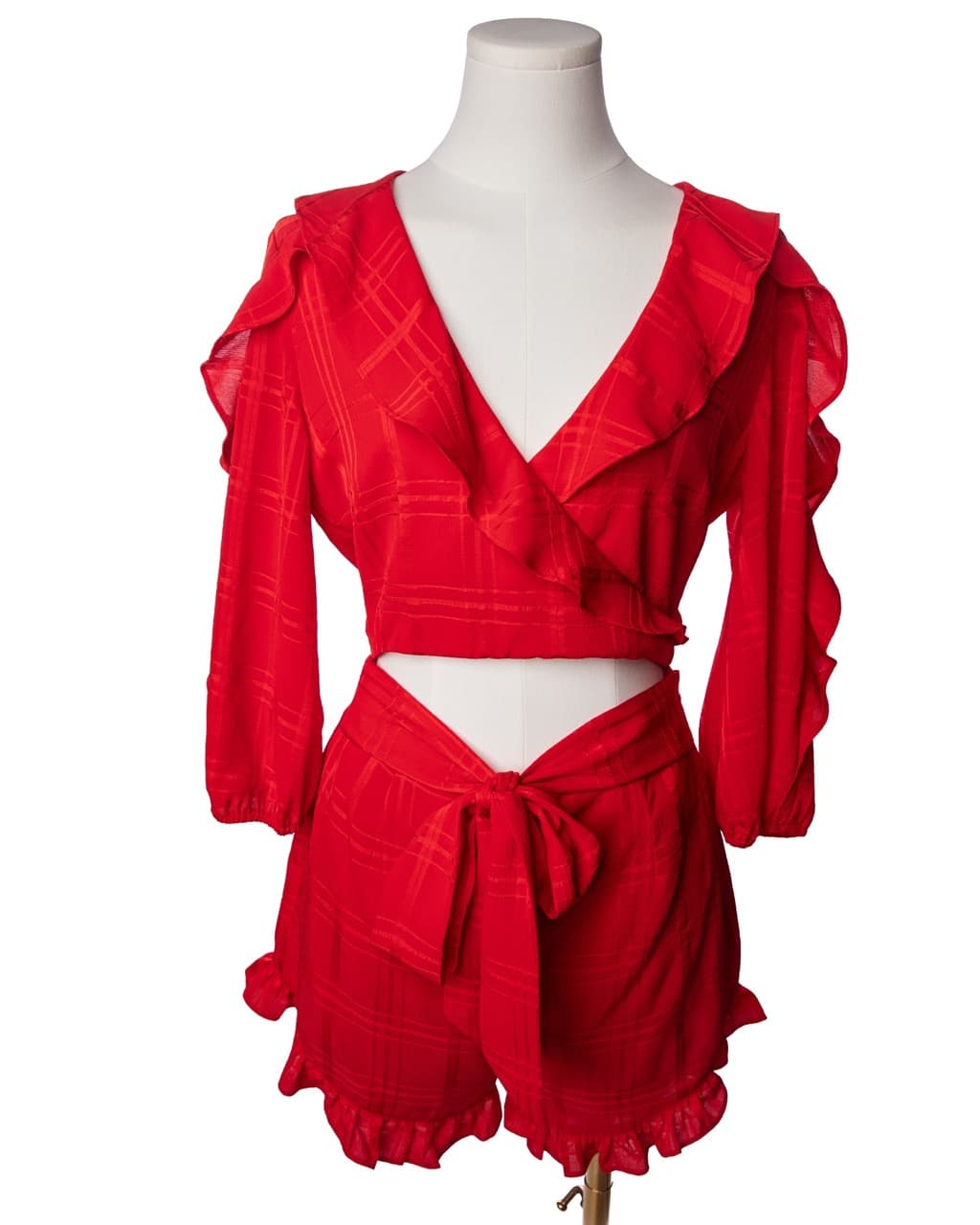 Majorelle Scarlet Ruffle Cutout Romper