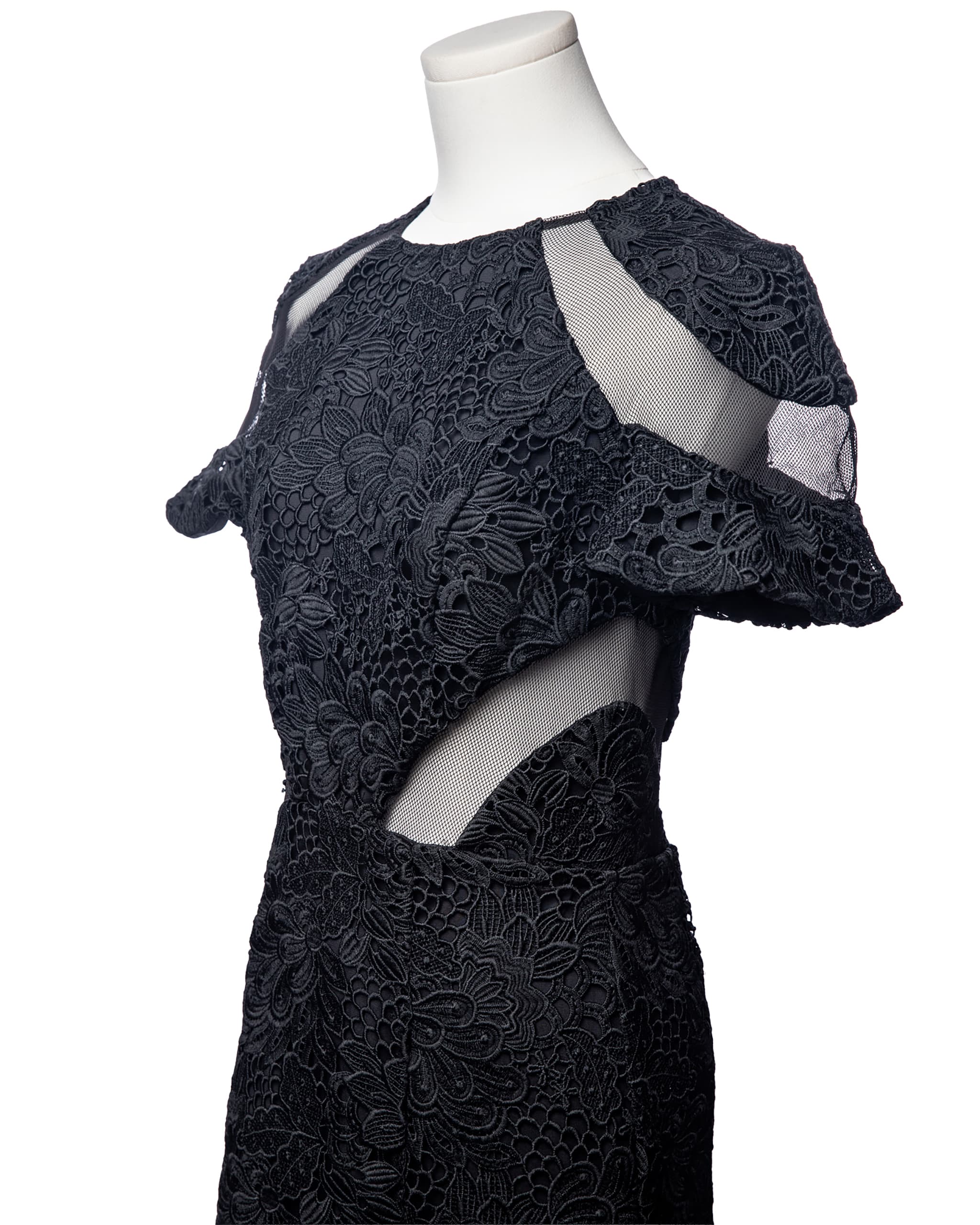 Karina Grimaldi Lila Black Lace Cutout Mini Dress
