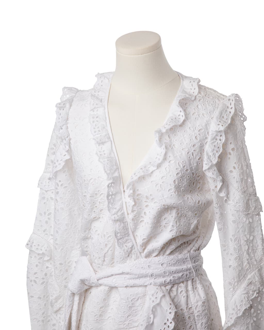 Veronica Beard Julia White Eyelet Belted Wrap Mini Dress