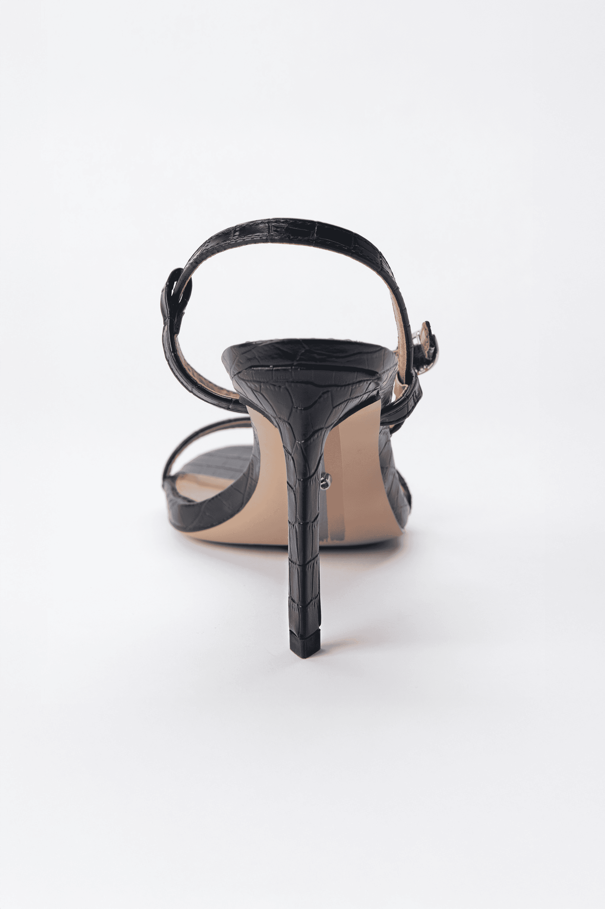 Sam Edelman Black Croc-Embossed Strappy Heels
