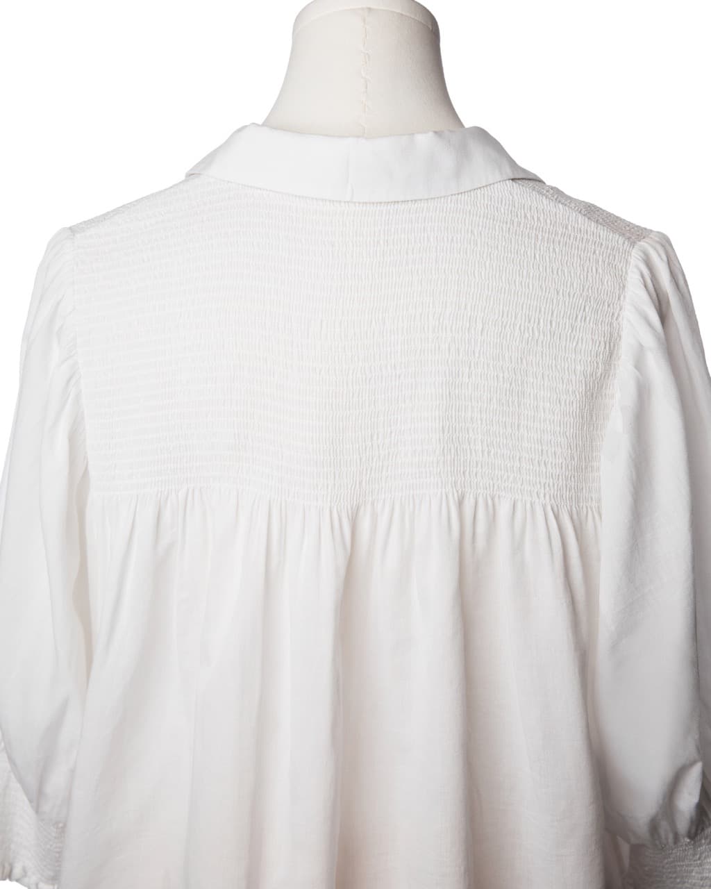 Munthe White Smocked Cotton Tunic Blouse