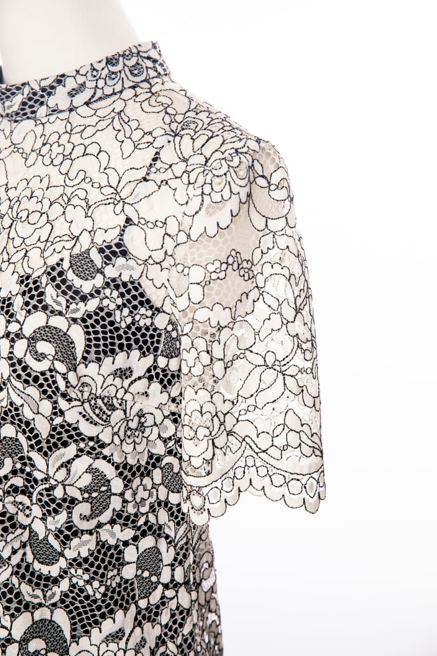 Trina Turk Black & Ivory Lace Two-Piece Top & Pencil Skirt Set