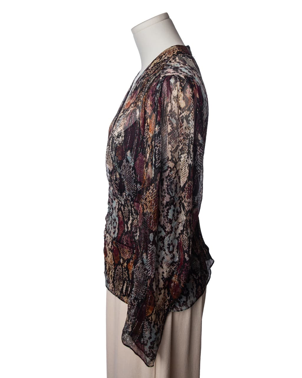Rebecca Taylor Silk Python Print Surplice Blouse with Built-In Camisole