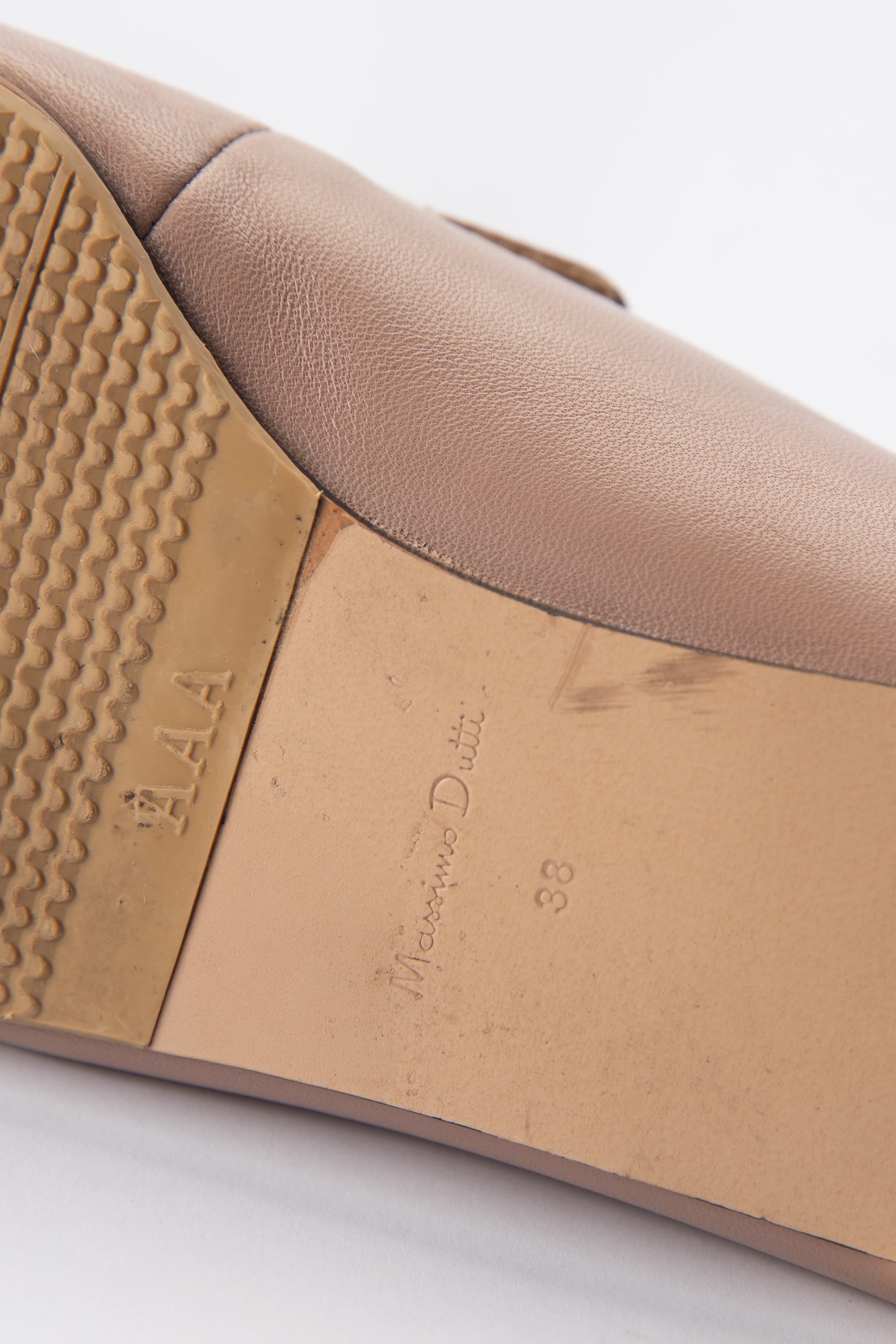 Massimo Dutti Blush Taupe Leather Chain Loafers