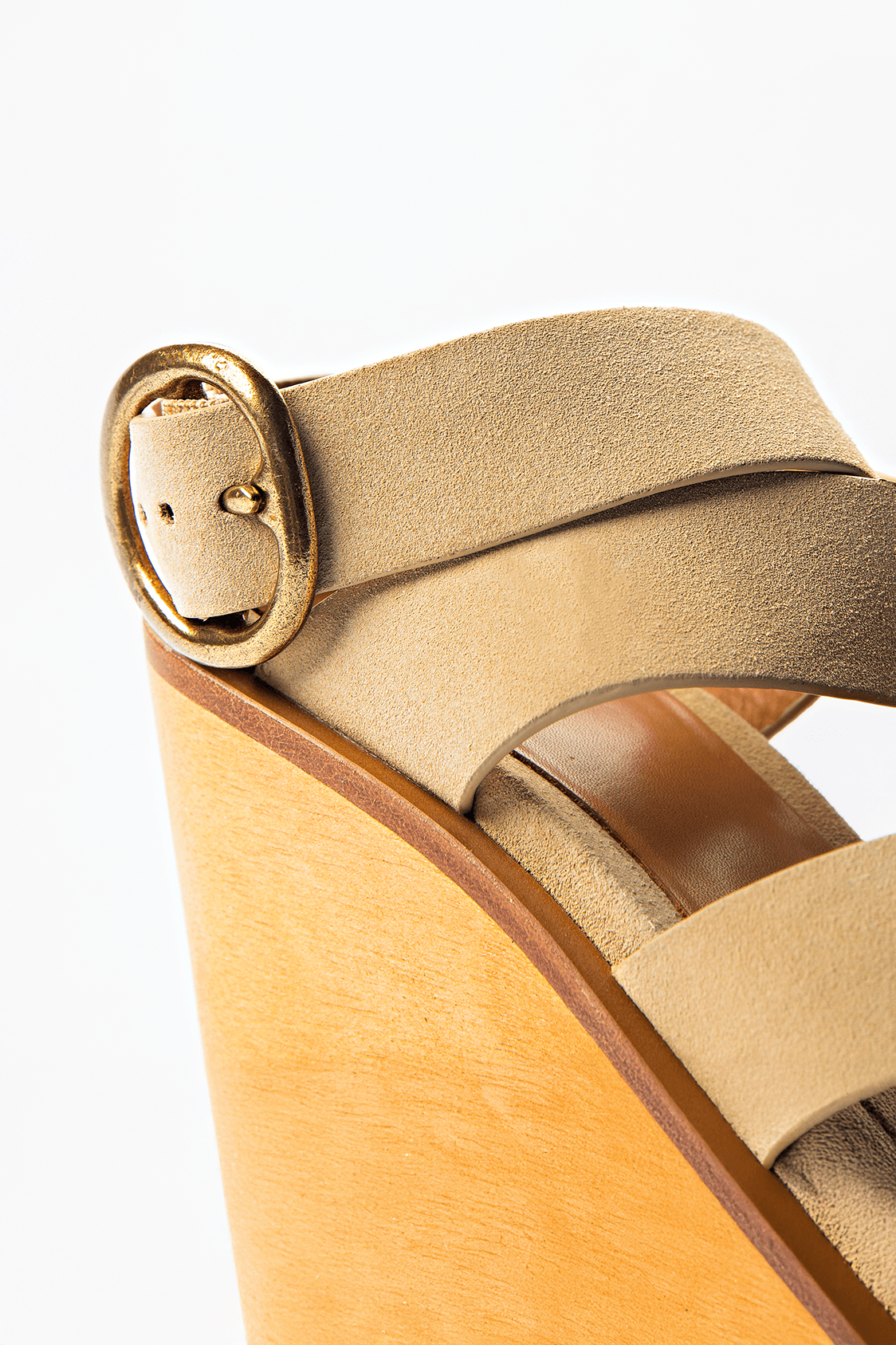 Rag & Bone Oatmeal Suede Wooden Platform Wedge Sandals