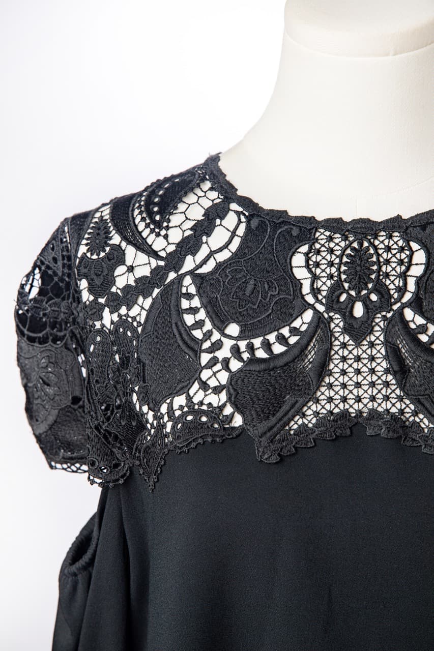 Jonathan Simkhai Black Cold Shoulder Lace Shift Dress