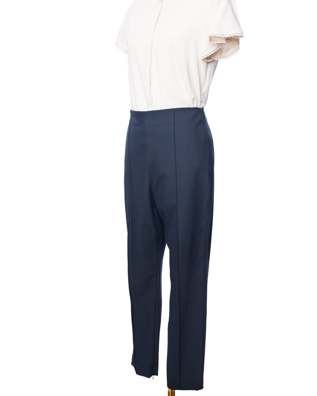 Theory Pintuck Navy Slim Straight Ankle Dress Pants NWT