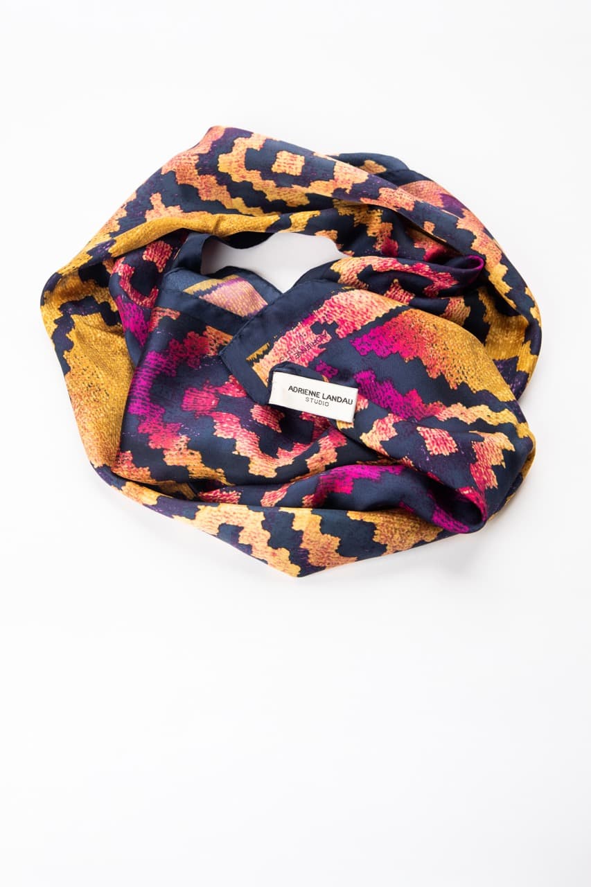 Adrienne Landau Studio Silk Abstract Animal Print Square Scarf