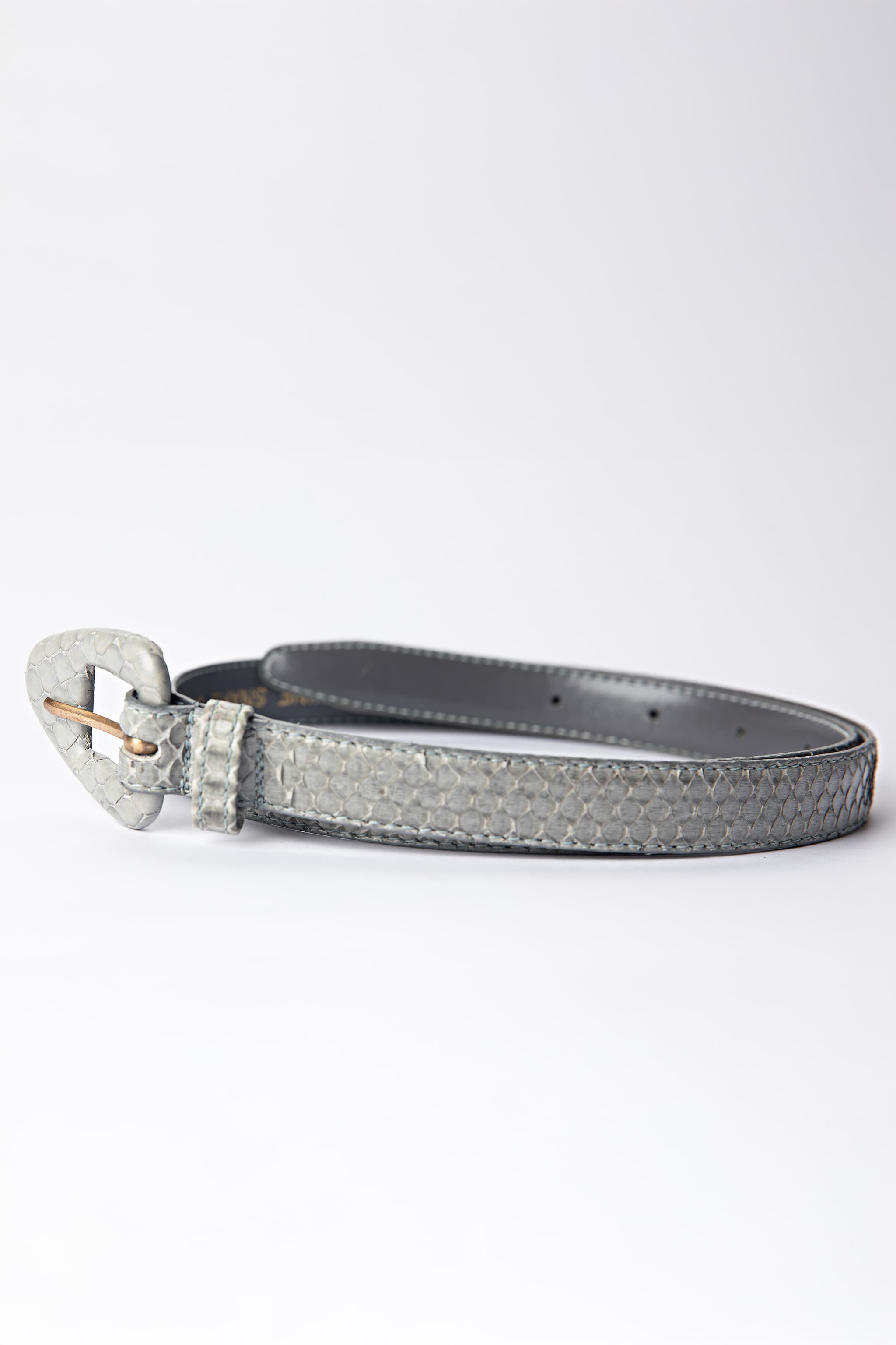 Genuine Snake Skin Gray Belt — Size Medium