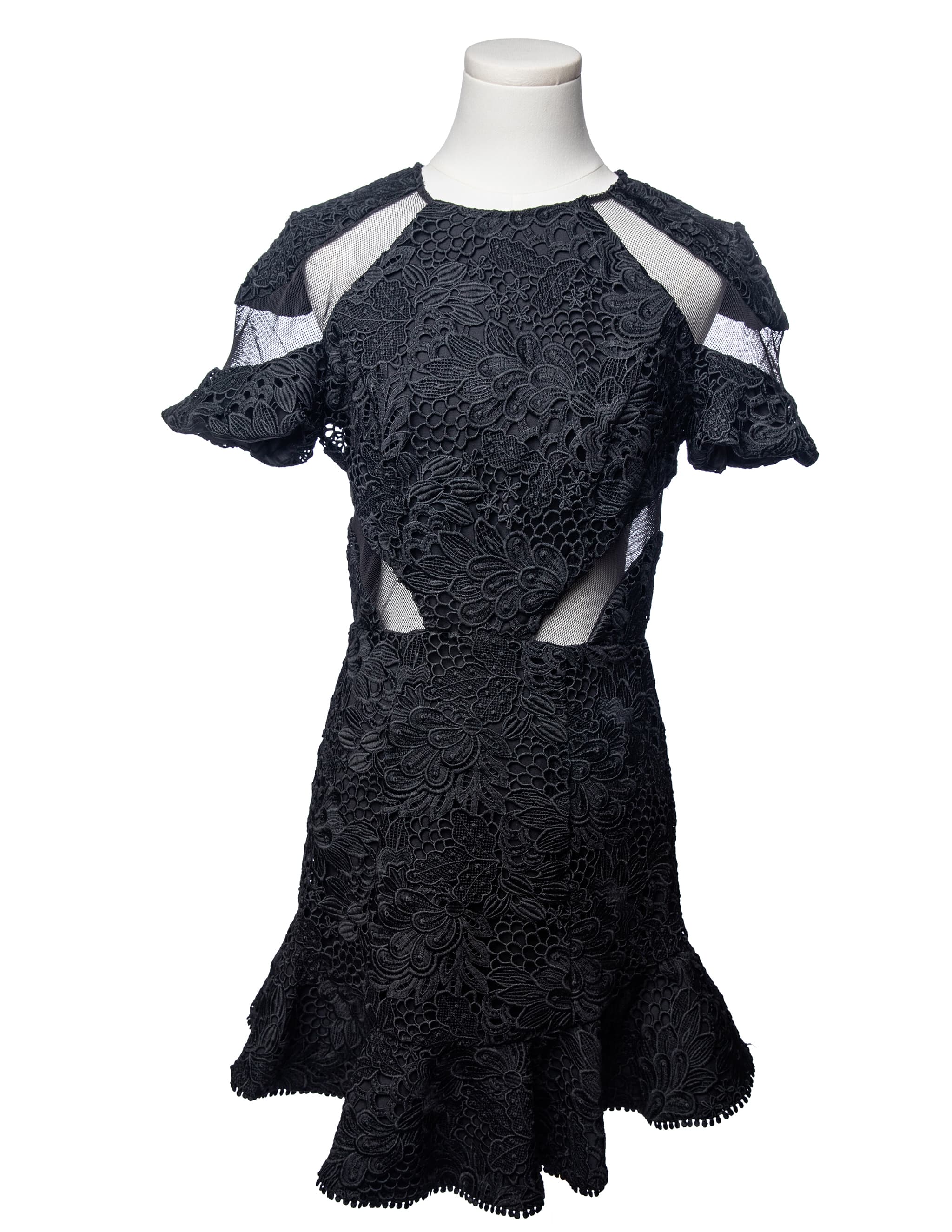 Karina Grimaldi Lila Black Lace Cutout Mini Dress