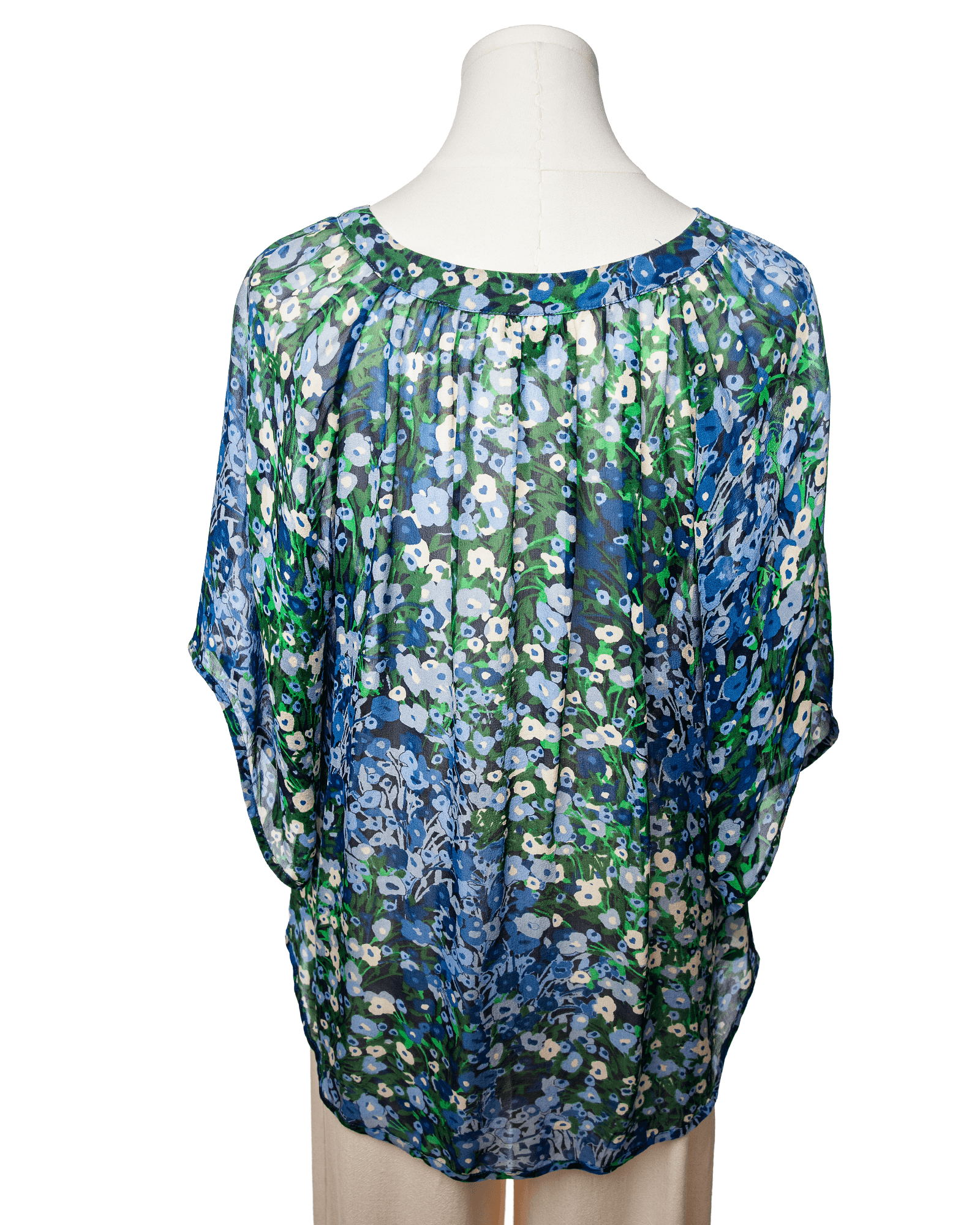 Fei Blue Garden Floral Silk Blouse
