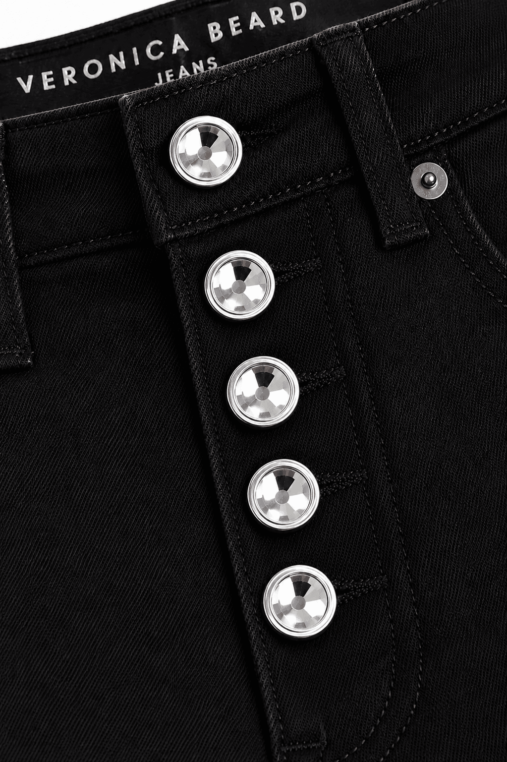 Veronica Beard Rhinestone Button Fly Skinny Jeans