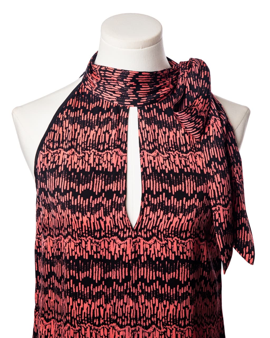 Veronica Beard Printed Silk Scarf-Neck Keyhole Top