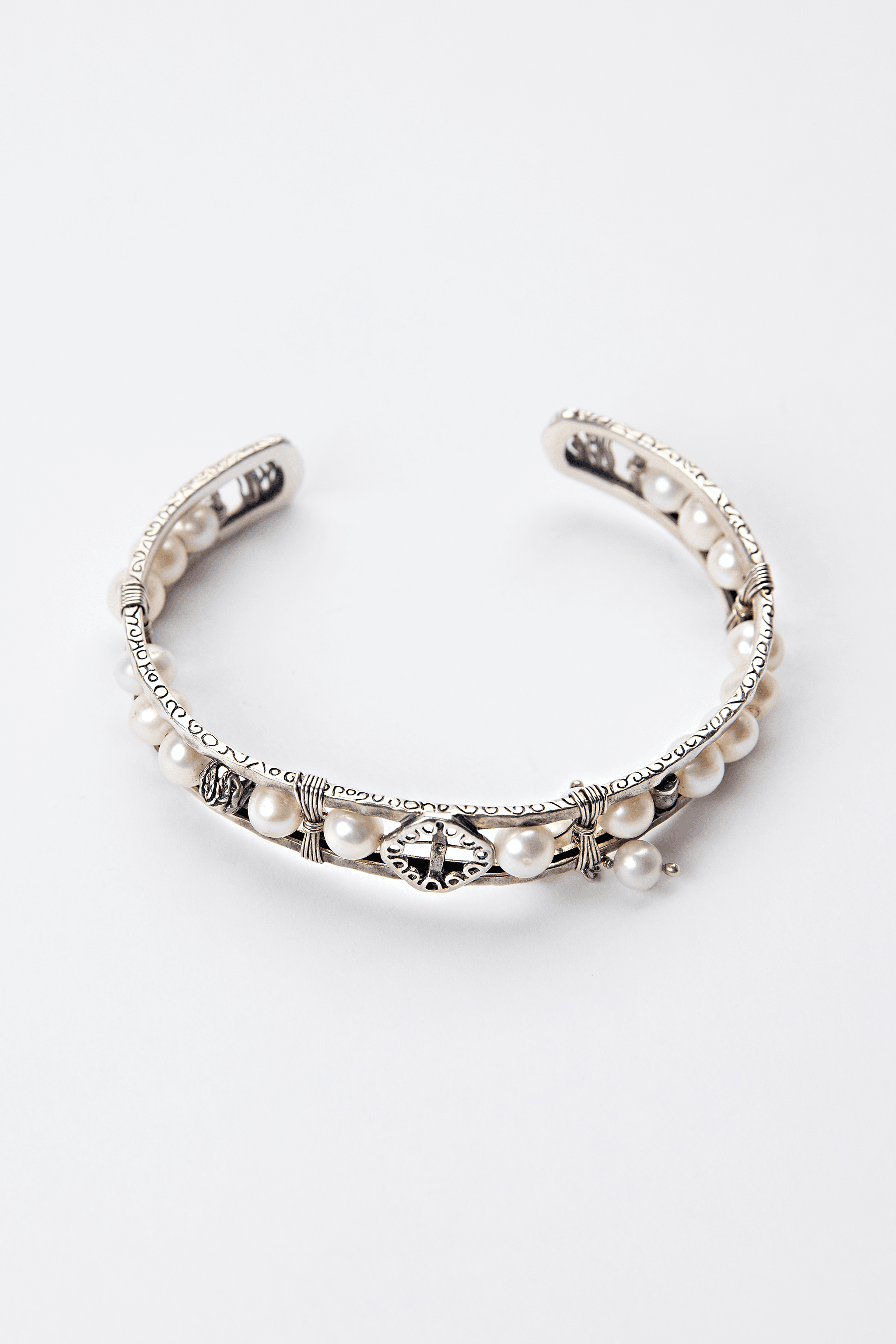 Sterling Silver Freshwater Pearl Artisan Cuff Bracelet