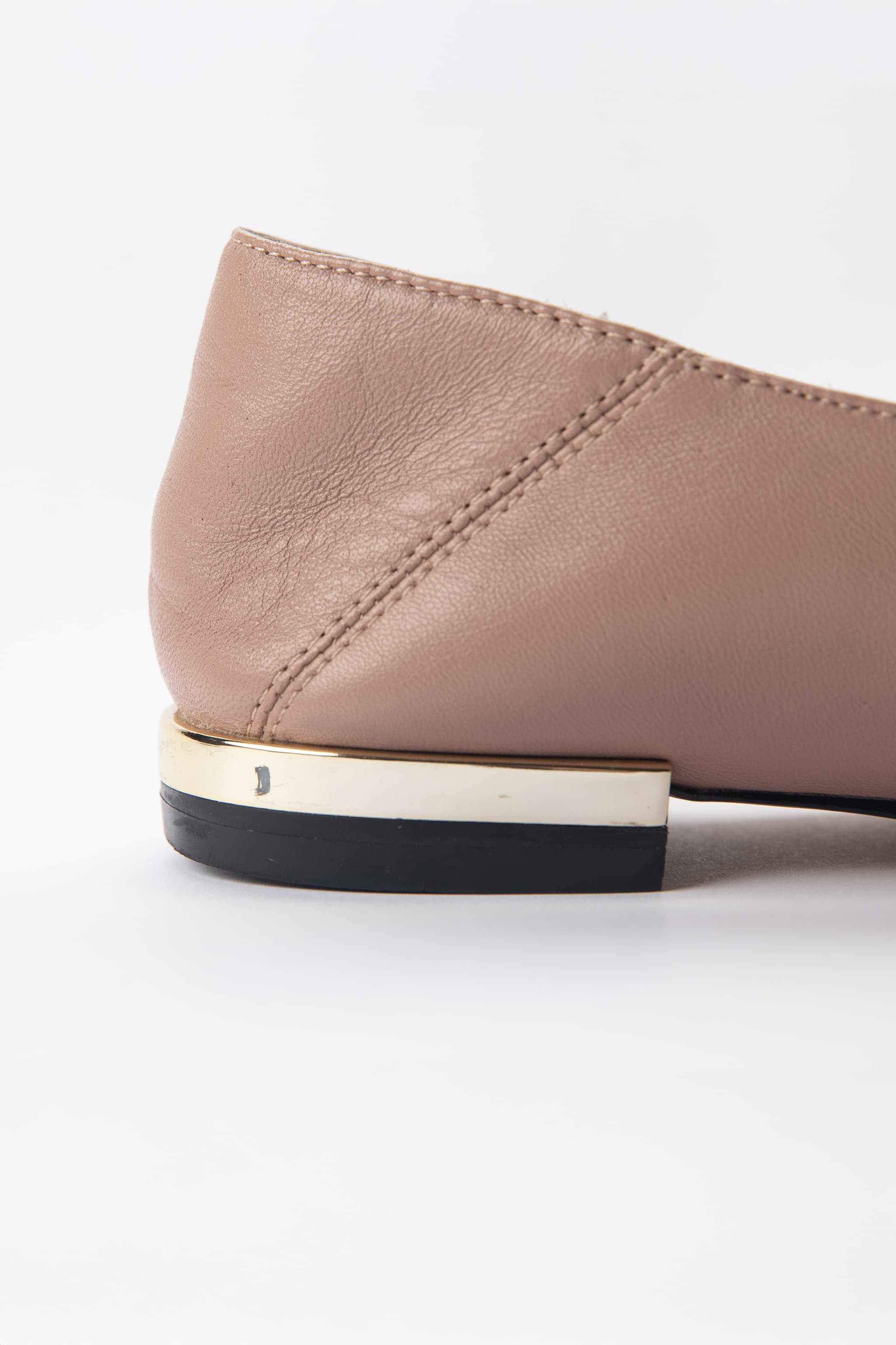 Massimo Dutti Blush Taupe Leather Chain Loafers
