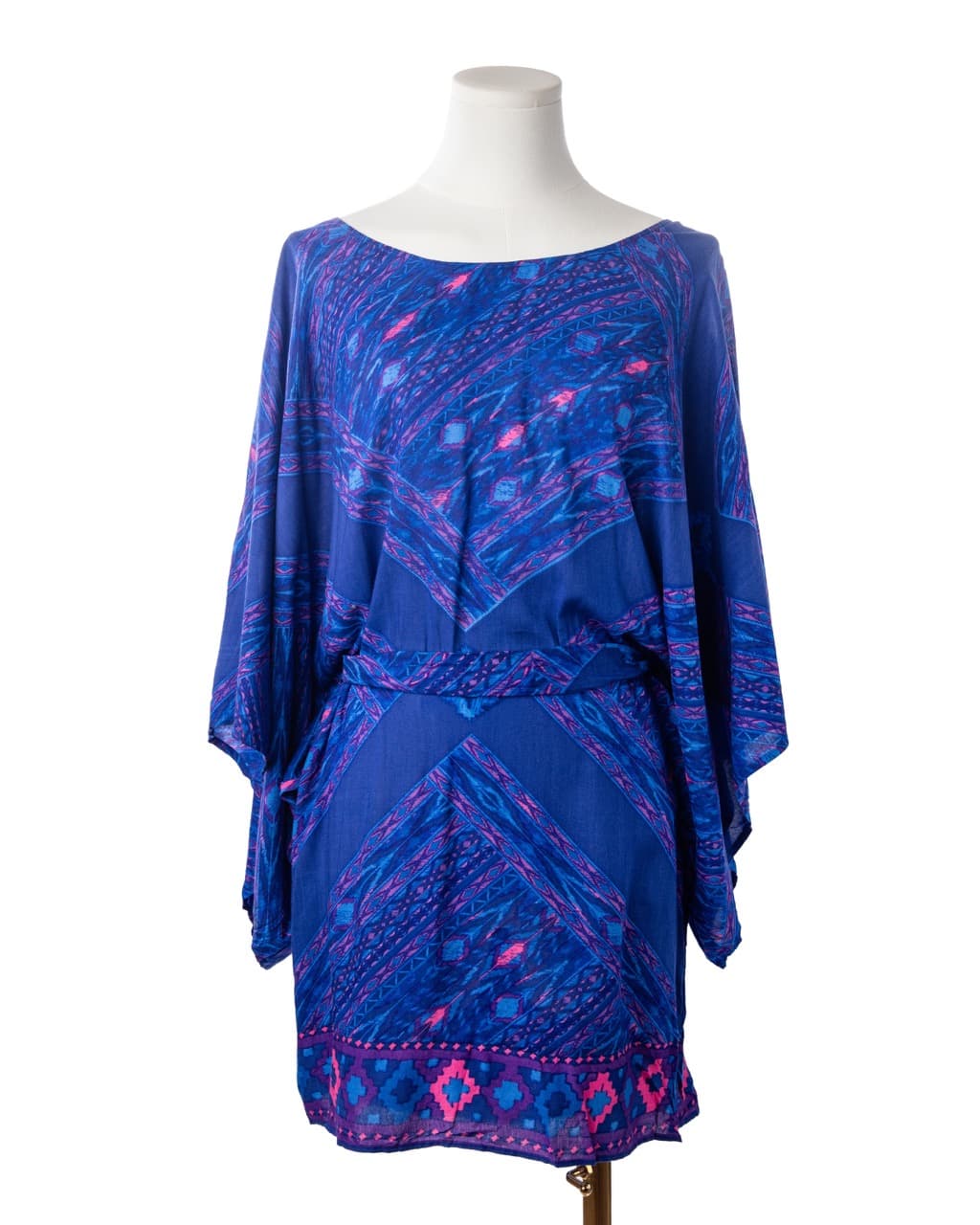 Twelfth Street by Cynthia Vincent Printed Kimono Sleeve Belted Dress