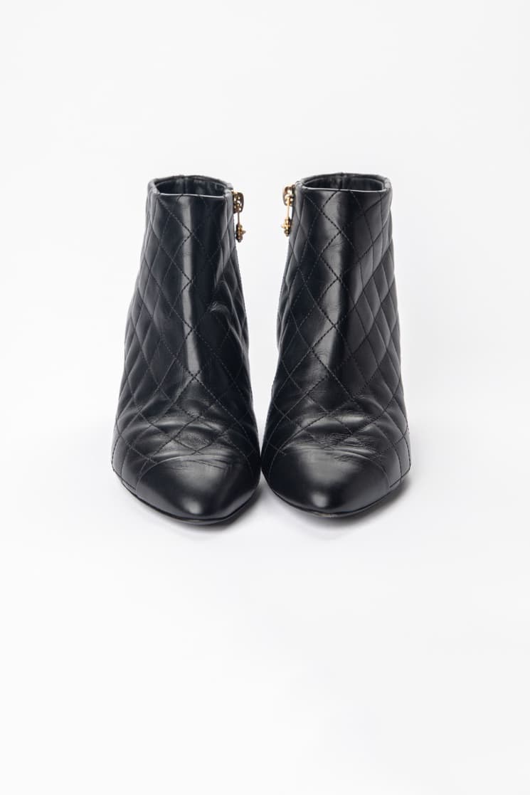 CHANEL Quilted Lambskin Ankle Booties | Authenticated