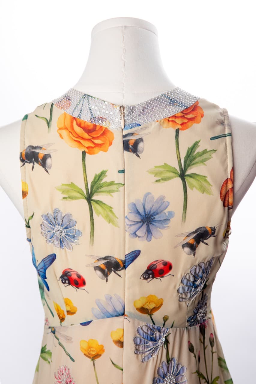 Pankaj & Nidhi Embellished Botanical Midi Dress