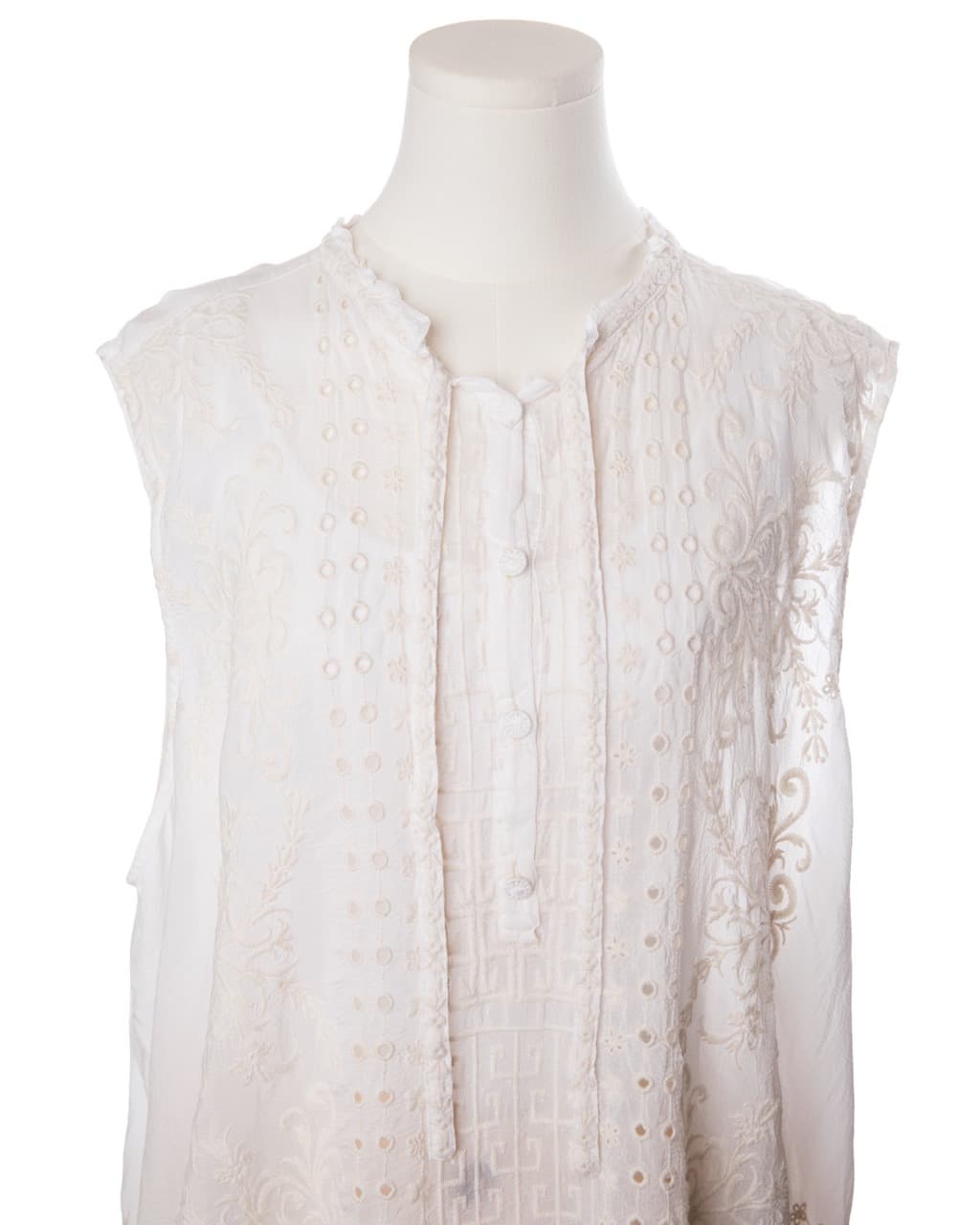 Johnny Was Embroidered Sleeveless Cupra Blend Boho Blouse