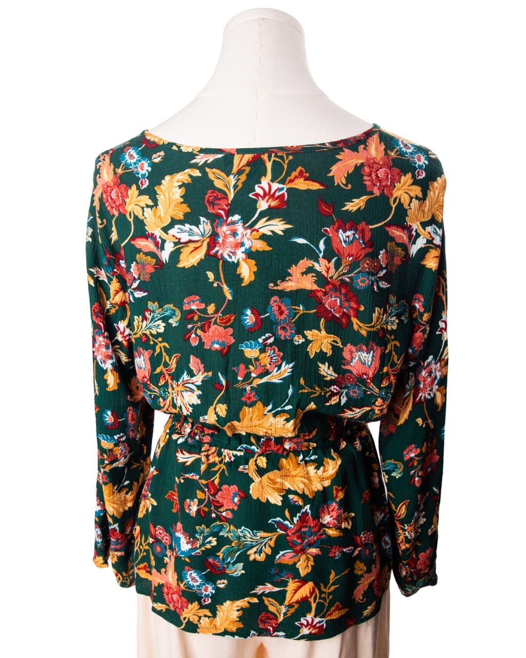 FRYE Emerald Floral Button Front Peplum Blouse